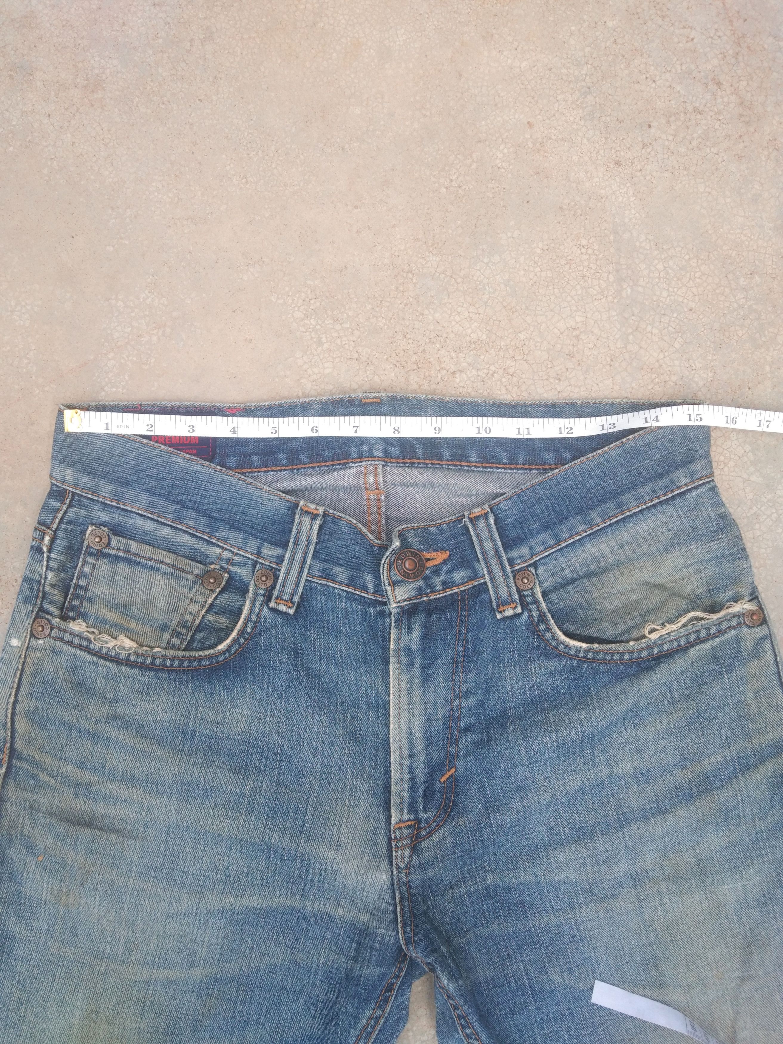 Japanese Brand Vintage Edwin Made In Japan Dirty Distressed Jeans 30x28 Size US 30 / EU 46 - 7 Thumbnail