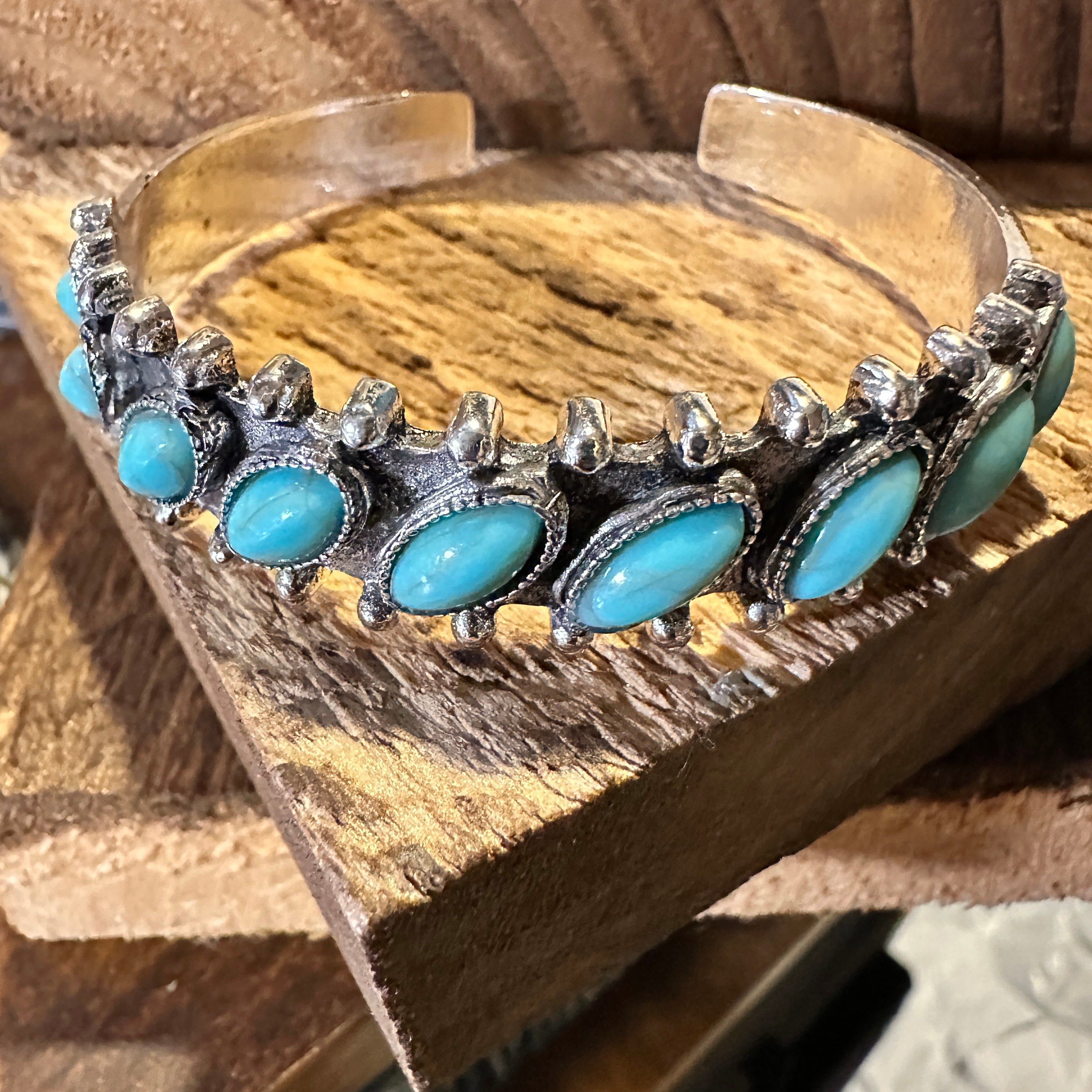 Other Boho Chic Vintage Southwestern Turquoise Open Cuff Bangle, T Size ONE SIZE - 4 Thumbnail