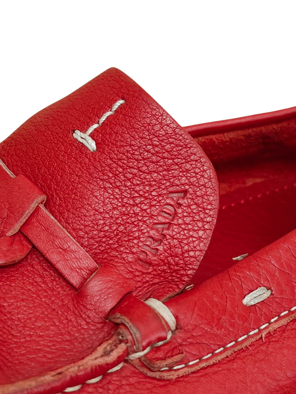 Prada Prada Red Leather Loafers Size US 5.5 / IT 35.5 - 3 Thumbnail