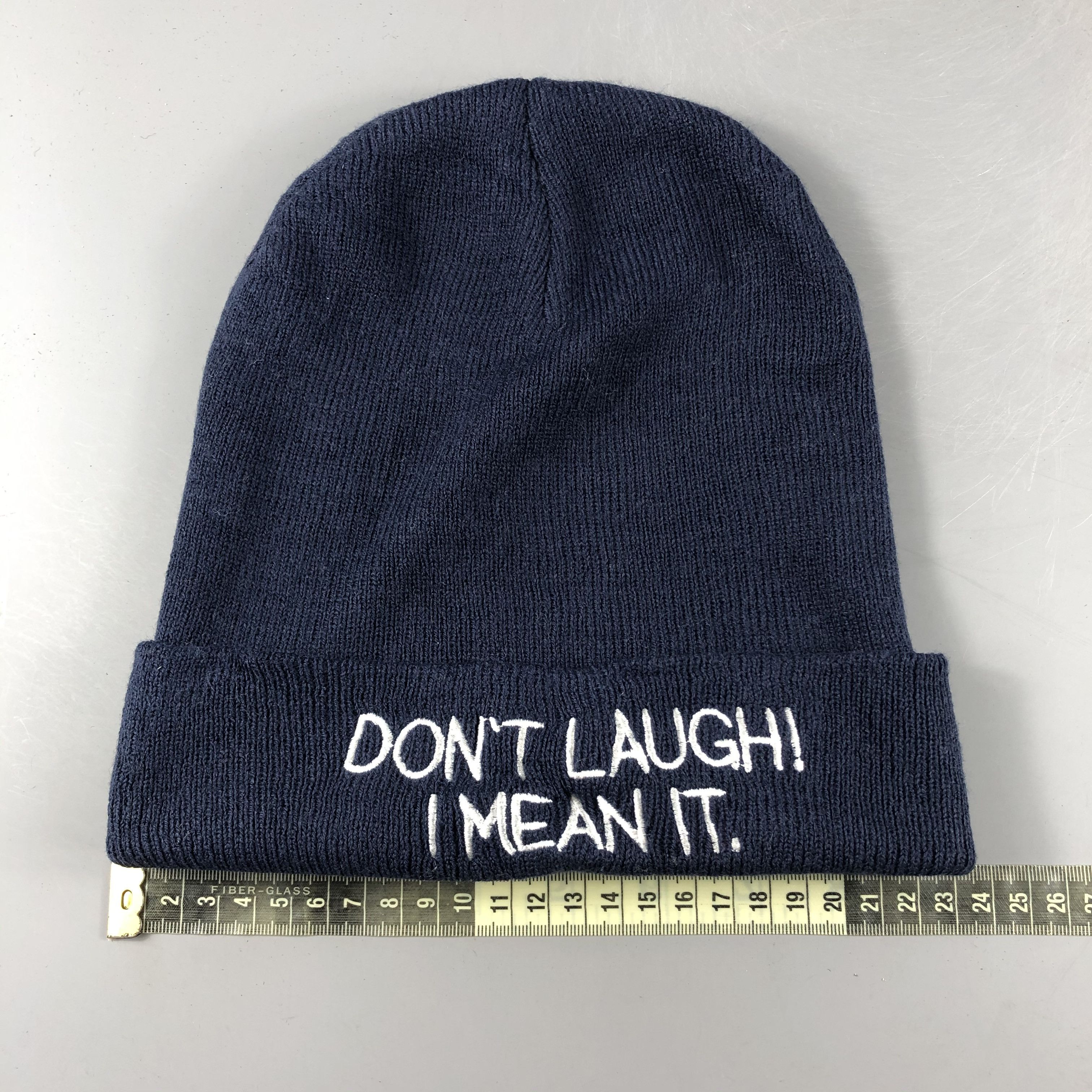 Vintage Wording Dont Laugh! I Mean It Beanie Snow Hat Snow Cap -D189 Size ONE SIZE - 4 Thumbnail