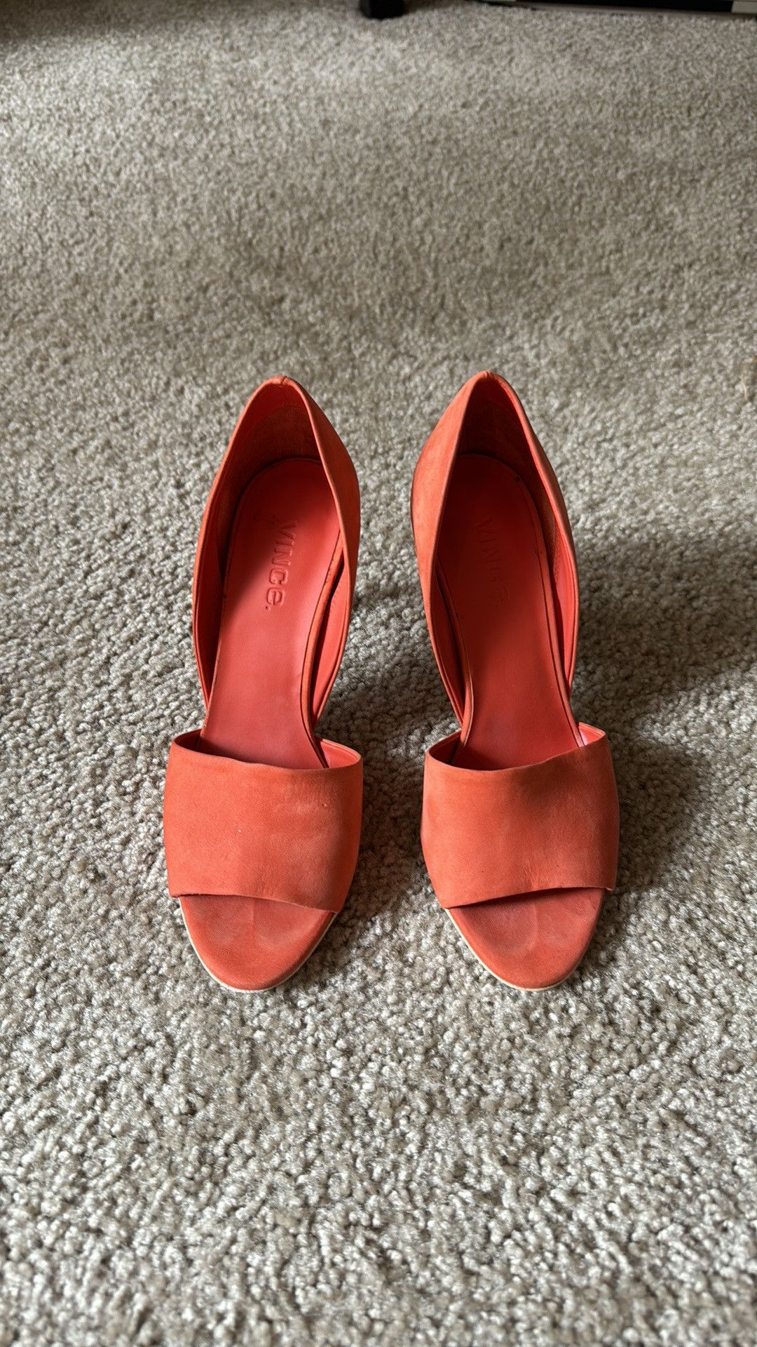 Vince Coral Red Suede Heels Size US 6.5 / IT 36.5 - 2 Thumbnail