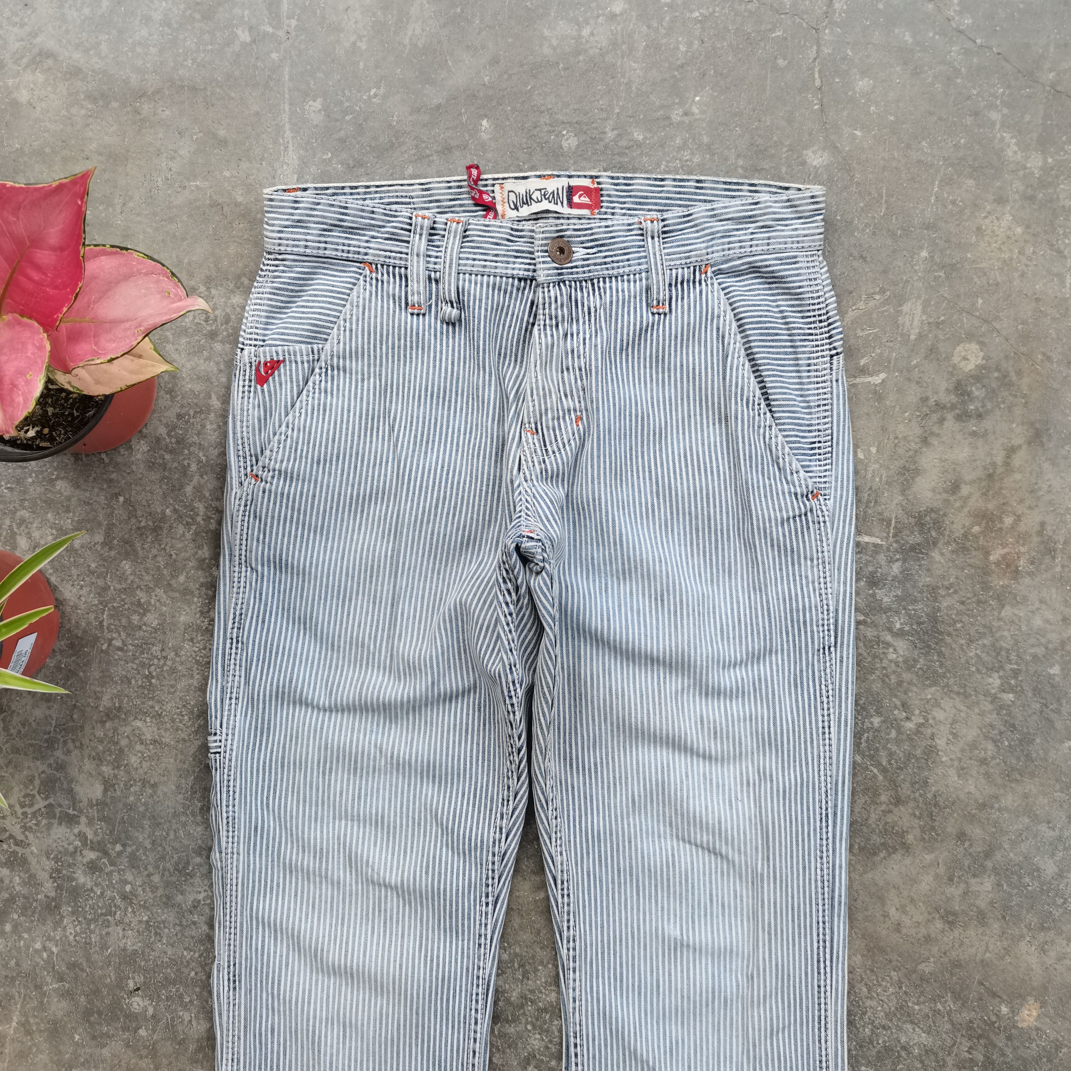 Quiksilver × Vintage Vintage QUIKSILVER Hickory Stripes Distress Faded Denim Size US 31 - 4 Thumbnail