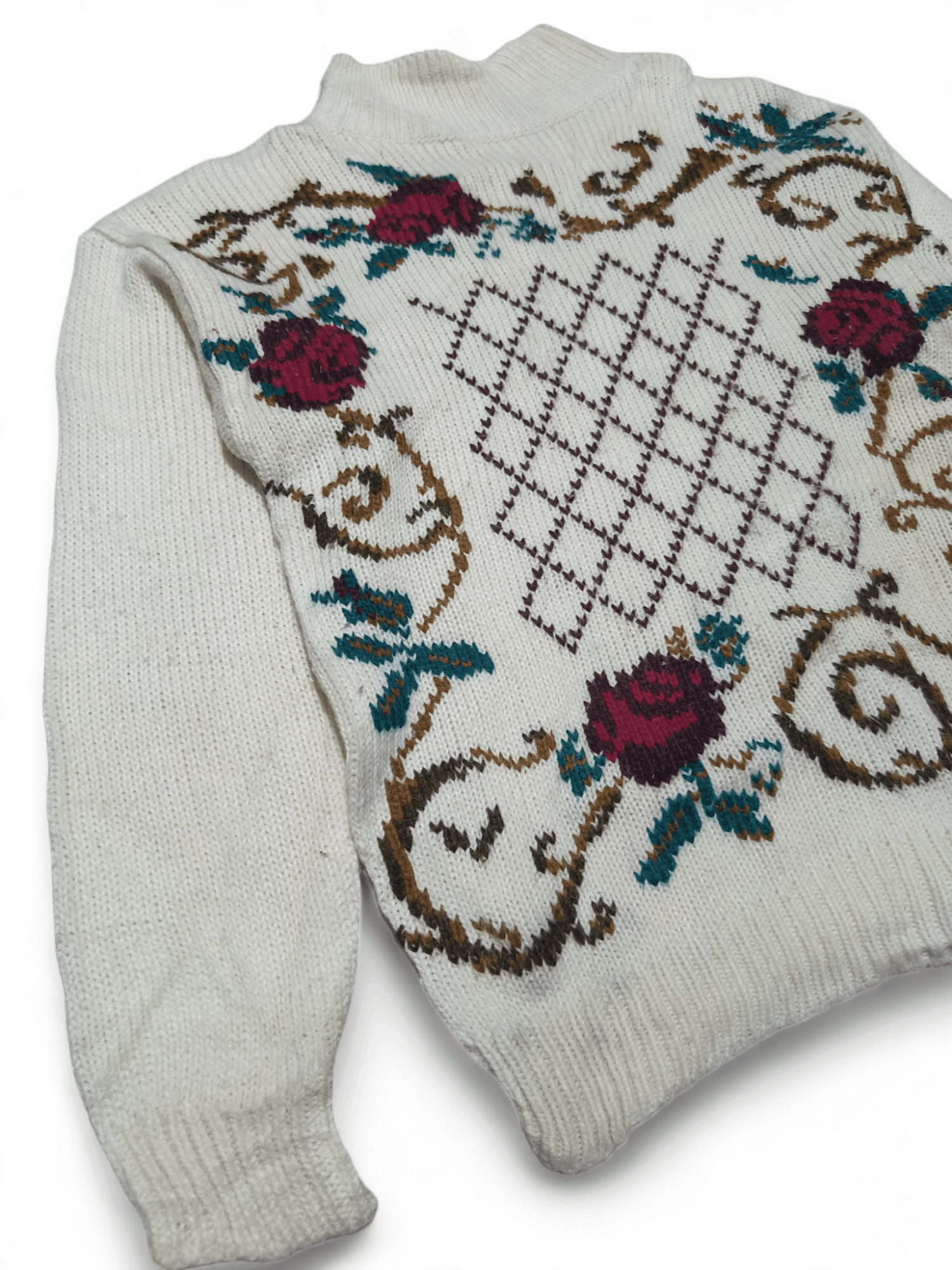 Other Vintage STITCH WORKS Beautiful Floral Motifs Knit Sweater Size M / US 6-8 / IT 42-44 - 4 Thumbnail
