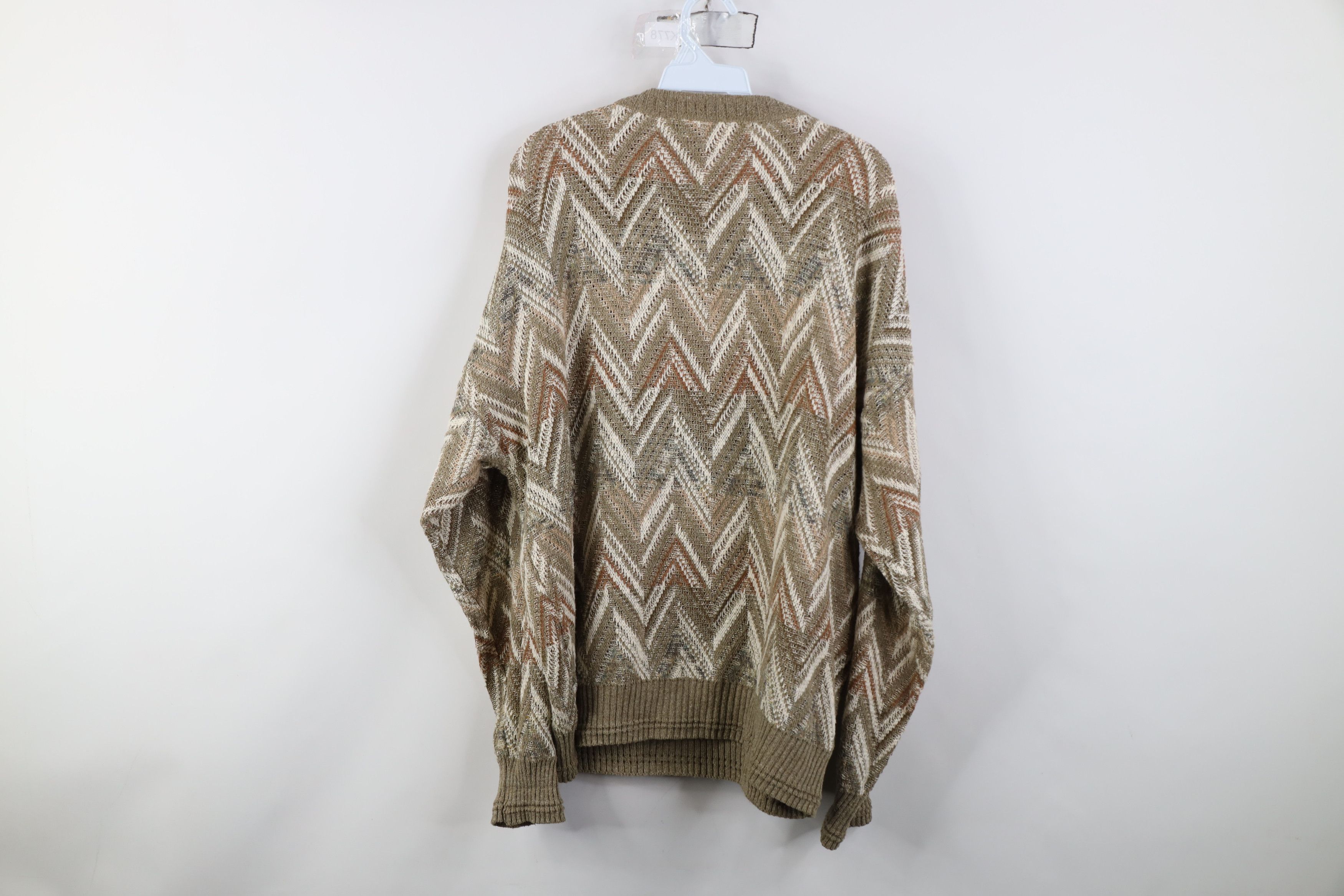 Vintage Vintage 90s Coogi Style Herringbone Silk Blend Knit Sweater Size US L / EU 52-54 / 3 - 7 Thumbnail