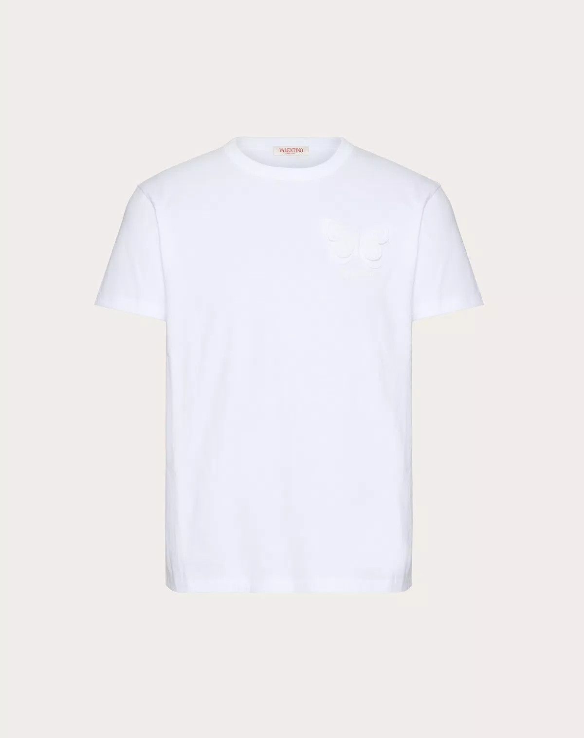 Valentino oc11z0625 Cotton T-Shirt Embroidered Butterfly in White Size US XL / EU 56 / 4 - 1 Thumbnail