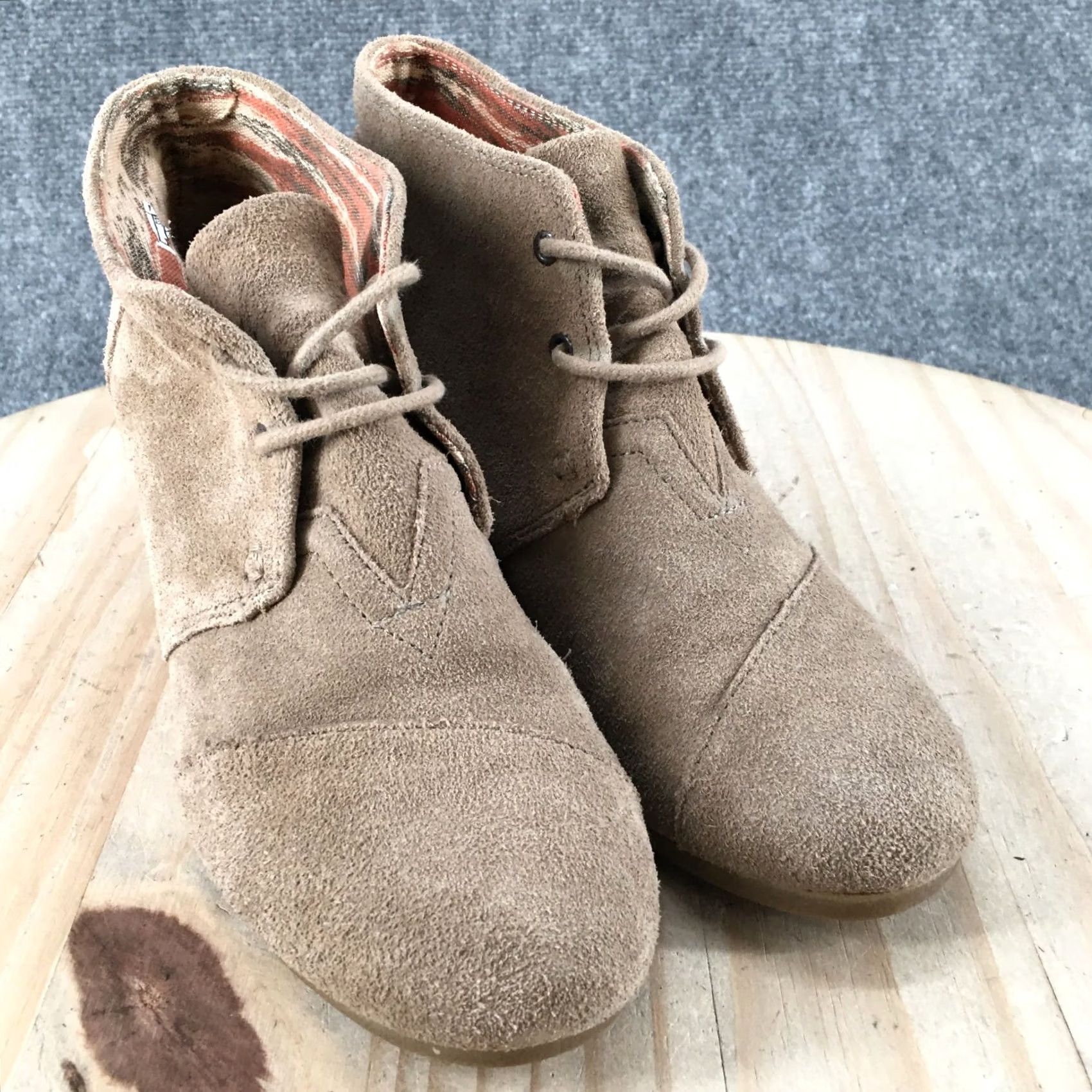 Toms TOMS Boots Womens 7.5 Desert Beige Lace Up Ankle Top Comfort Wedge Heels 741116 Size M / US 6-8 / IT 42-44 - 3 Thumbnail