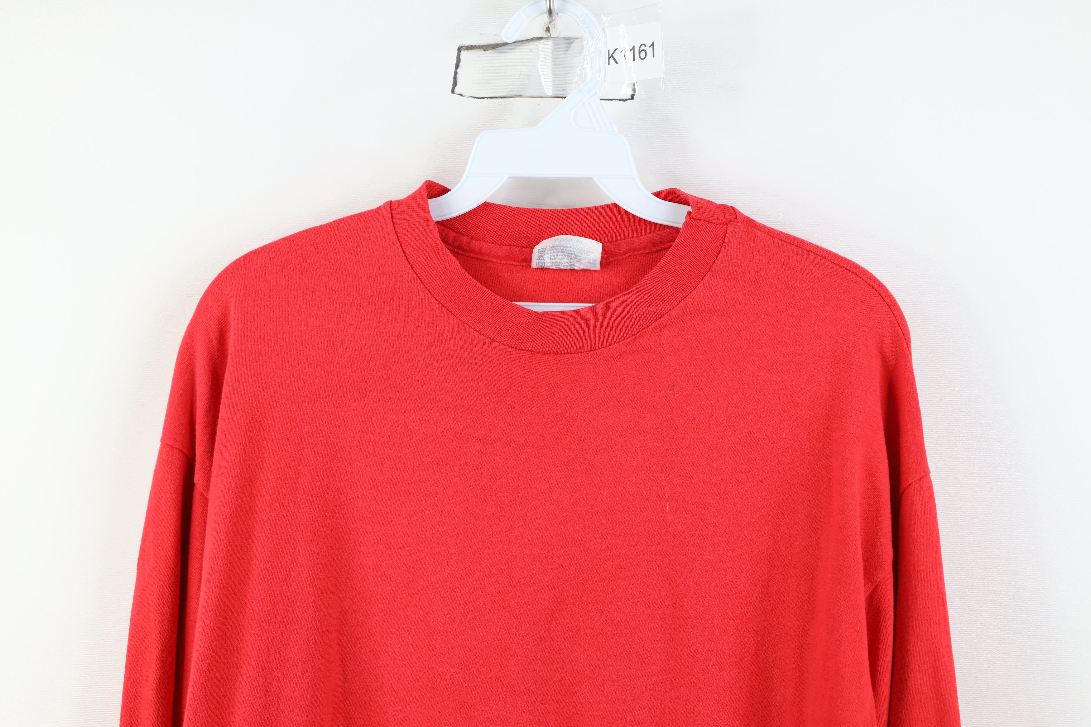 Hanes Vintage 90s Hanes Beefy Cotton Long Sleeve T-Shirt Red USA Size US L / EU 52-54 / 3 - 2 Thumbnail