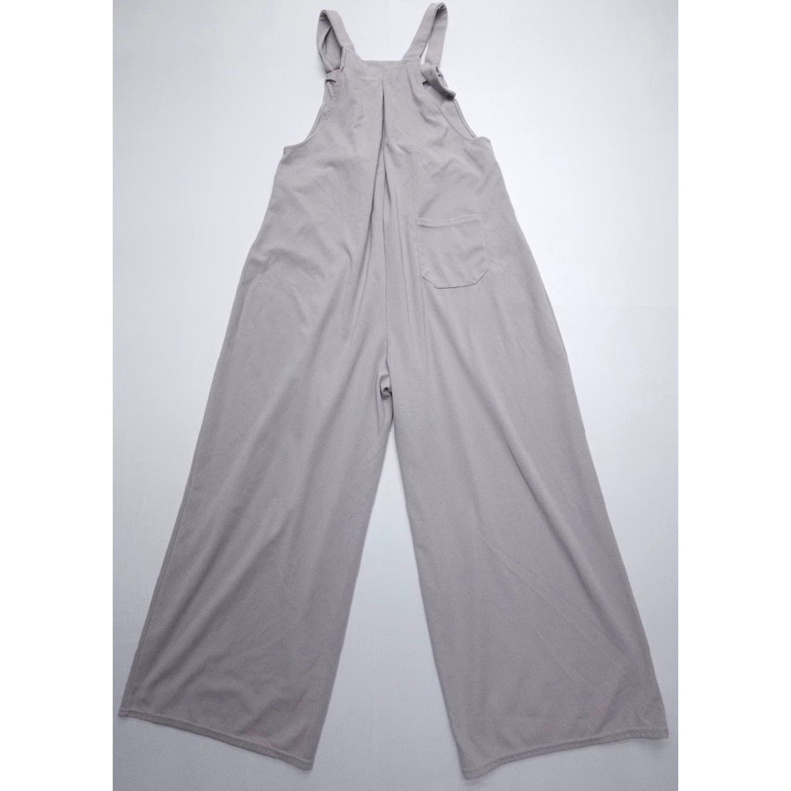 Vintage Halara Wide-Leg Waffle Bib Overalls Womens Large Gray Adjustable Straps Stretch Size 36" / US 14 / IT 50 - 3 Thumbnail
