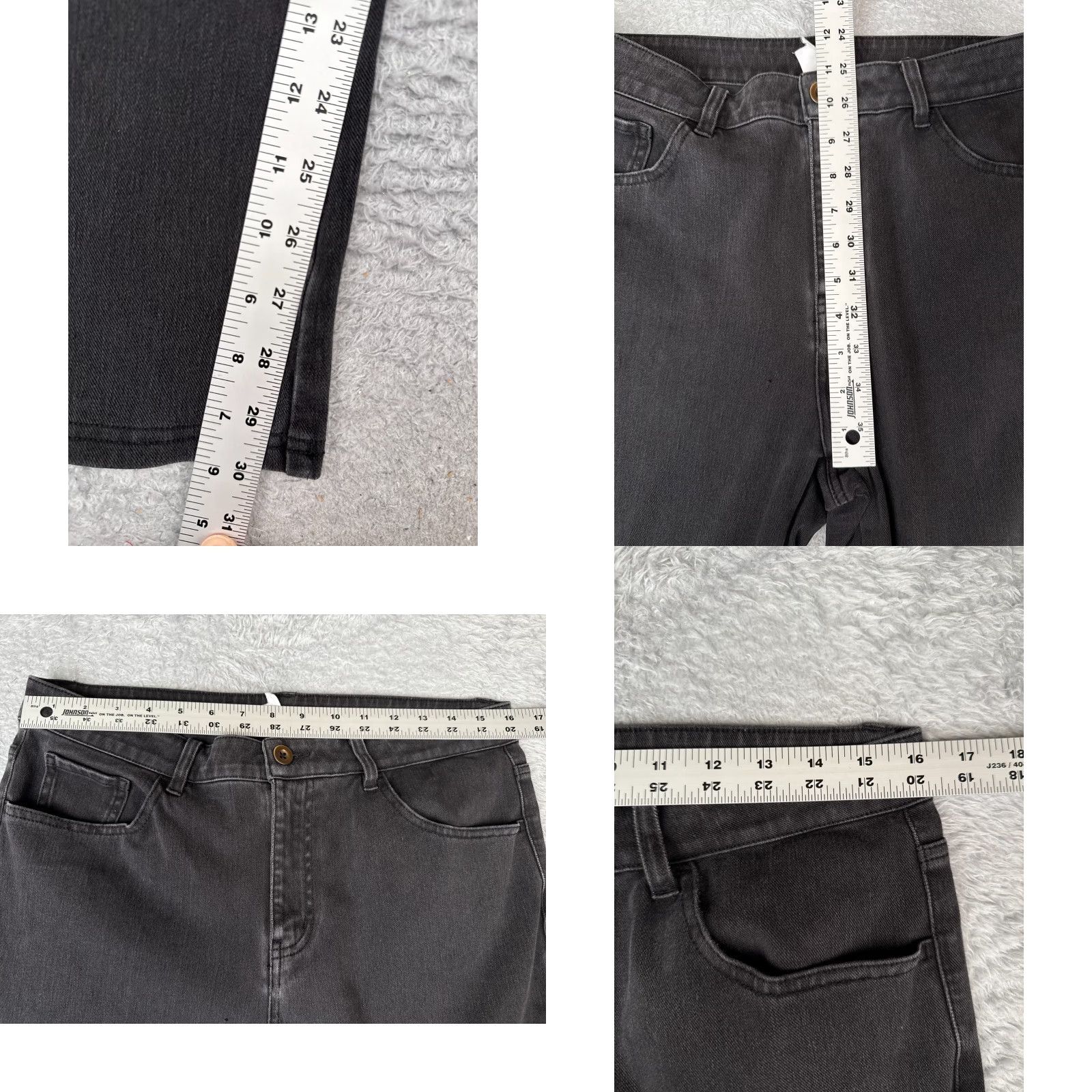 Vintage Womens Jeans 34x31 Black Denim Bootcut Stretch Cotton Blend High Rise Zip Fly Size 24" / US 00 / IT 34 - 8 Thumbnail