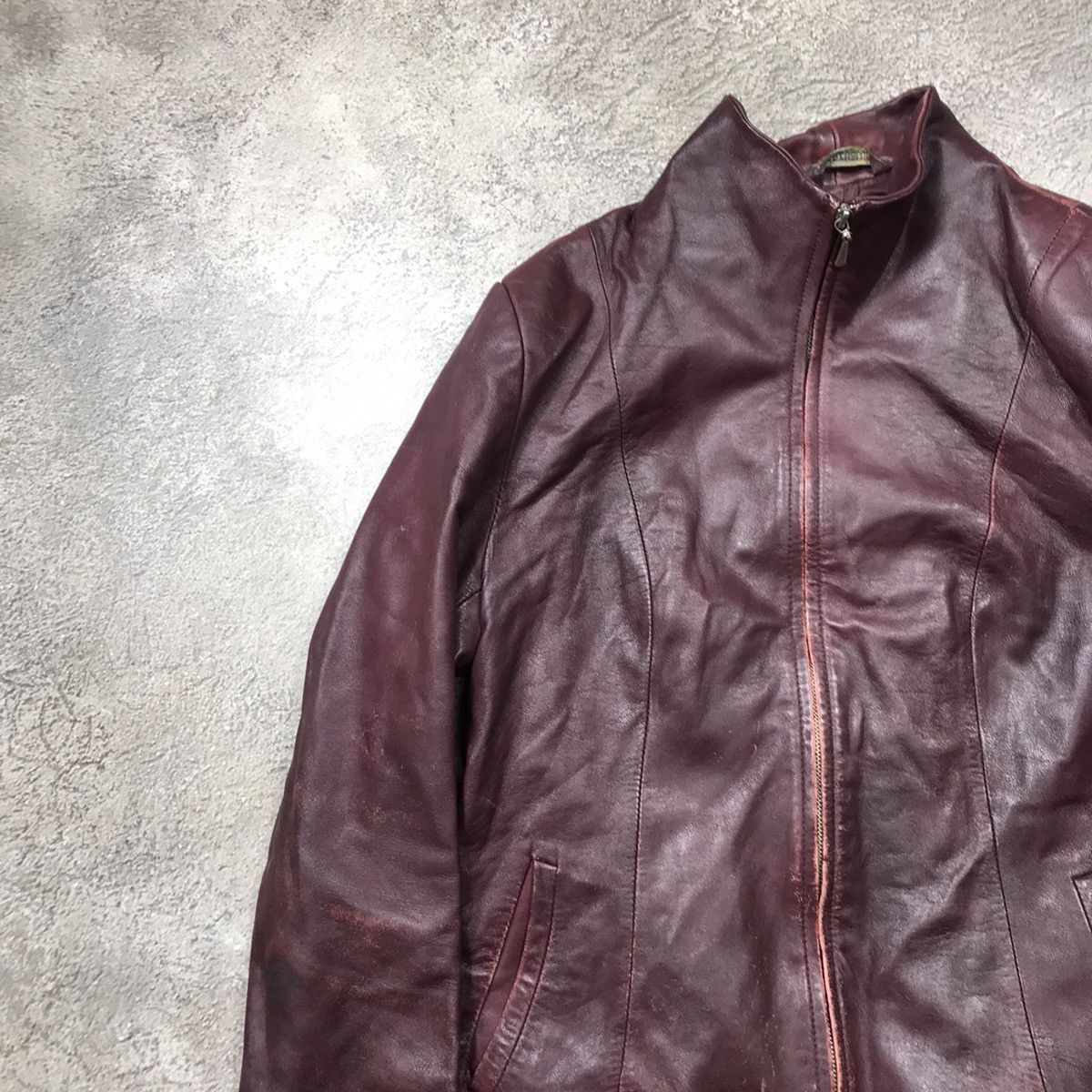 Vintage Vintage 90s Burgundy Leather Biker Jacket Streetwear Logo M Size M / US 6-8 / IT 42-44 - 2 Thumbnail