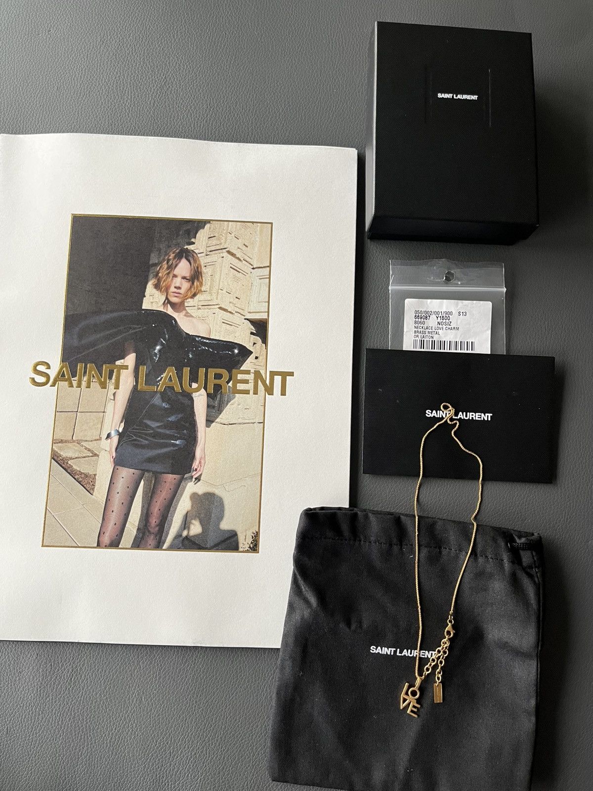 Hedi Slimane × Saint Laurent Paris × Yves Saint Laurent Super Runway Saint Laurent Brand New Love Charm Necklace Size ONE SIZE - 1 Thumbnail
