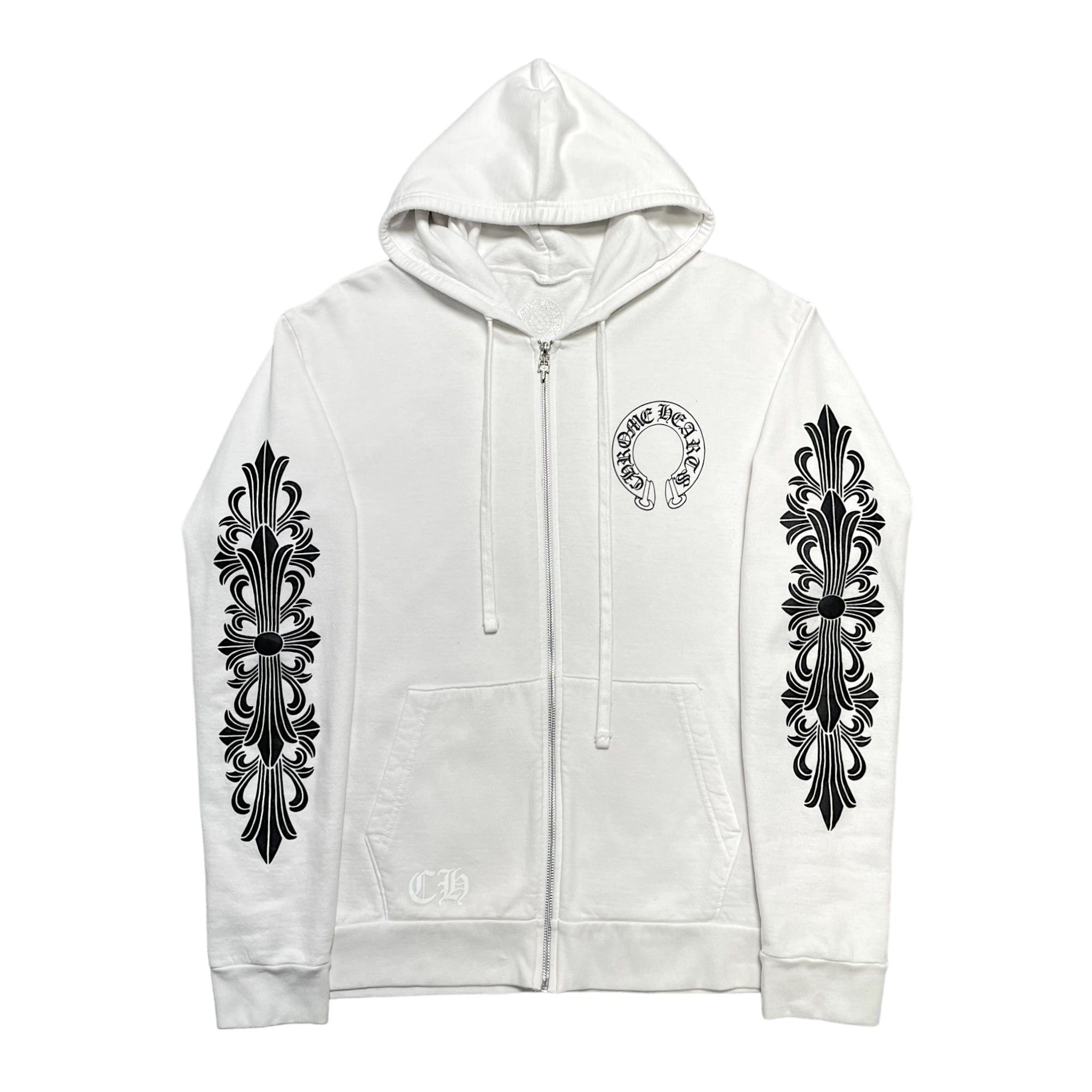 Chrome Hearts Horseshoe Floral Hooded Zip Up Sweatshirt