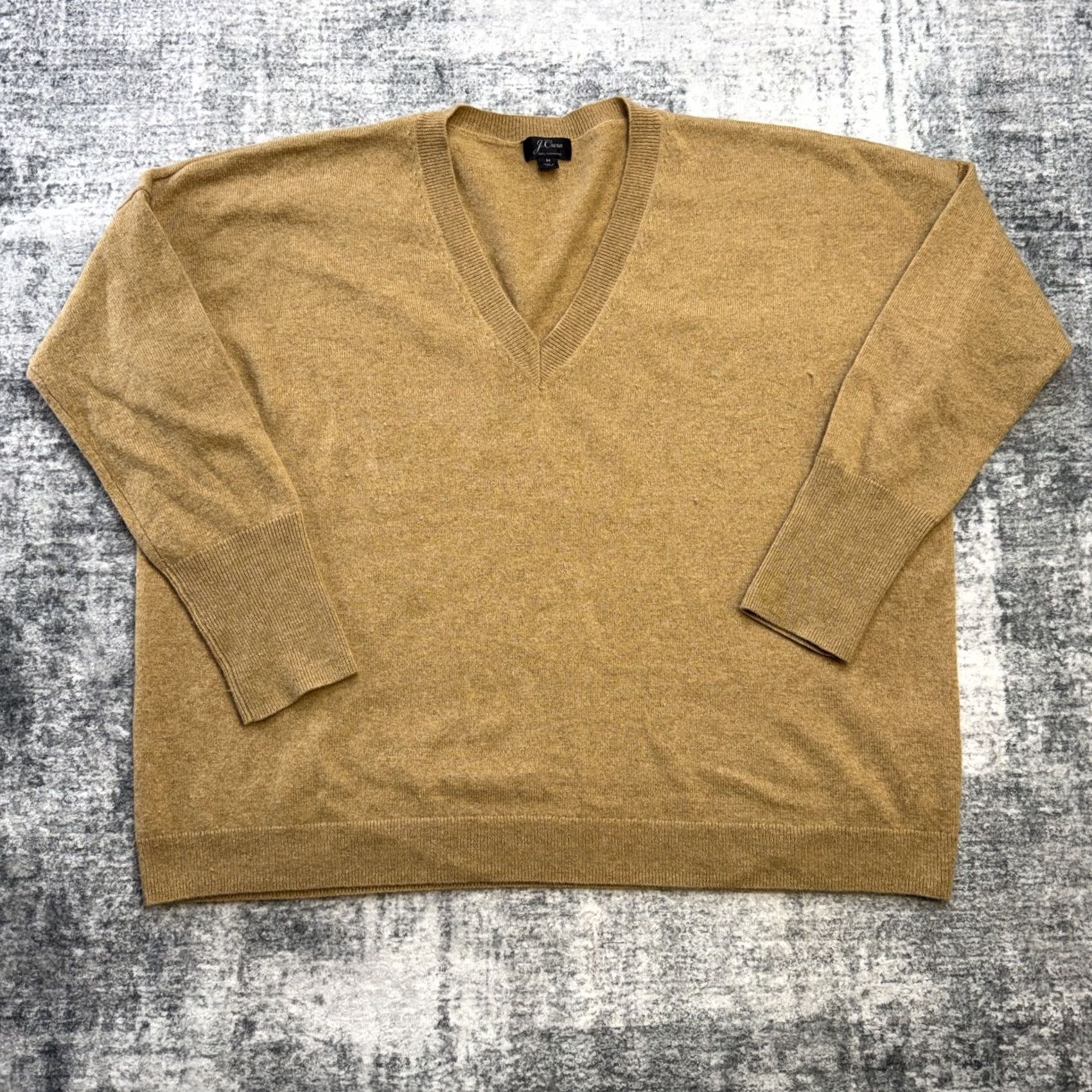 J.Crew J.CREW Sweater Womens Medium Cashmere V-Neck Lightweight Camel Brown Pullover Knit Modern Minimal Comfort Size M / US 6-8 / IT 42-44 - 2 Thumbnail