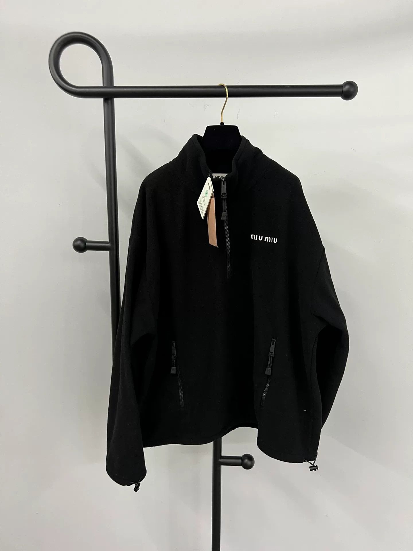 Miu Miu Miu Miu Black Half-Zip Fleece Sweatshirt Size S / US 4 / IT 40 - 1 Thumbnail