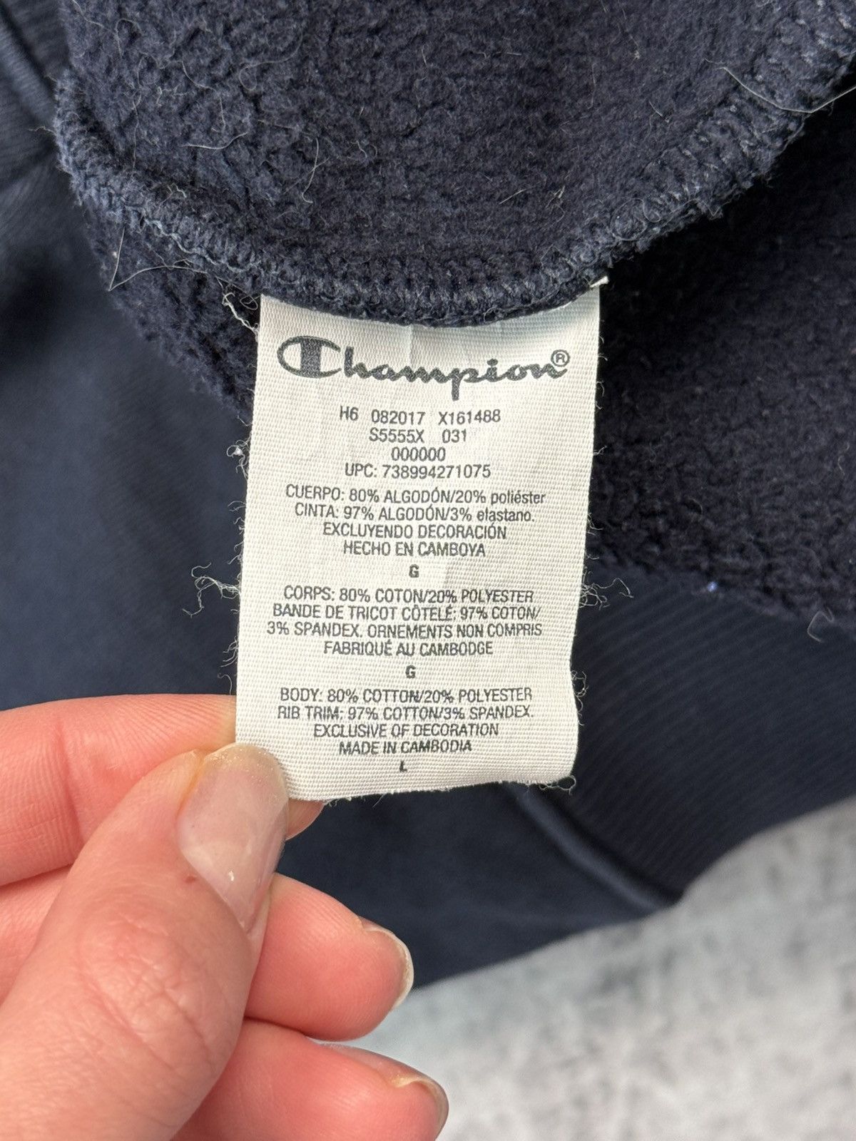 Champion × Supreme Supreme Champion Stacked C navi blue hoodie fw17 Size US L / EU 52-54 / 3 - 7 Thumbnail