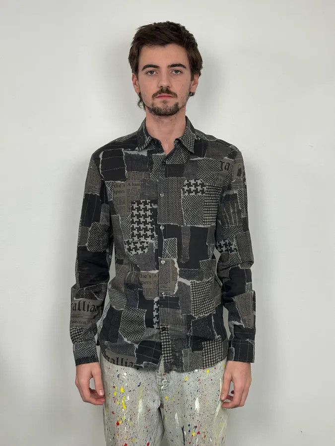 John Galliano 2010s John Galliano Black Magazine Gazette Shirt Size US S / EU 44-46 / 1 - 2 Thumbnail