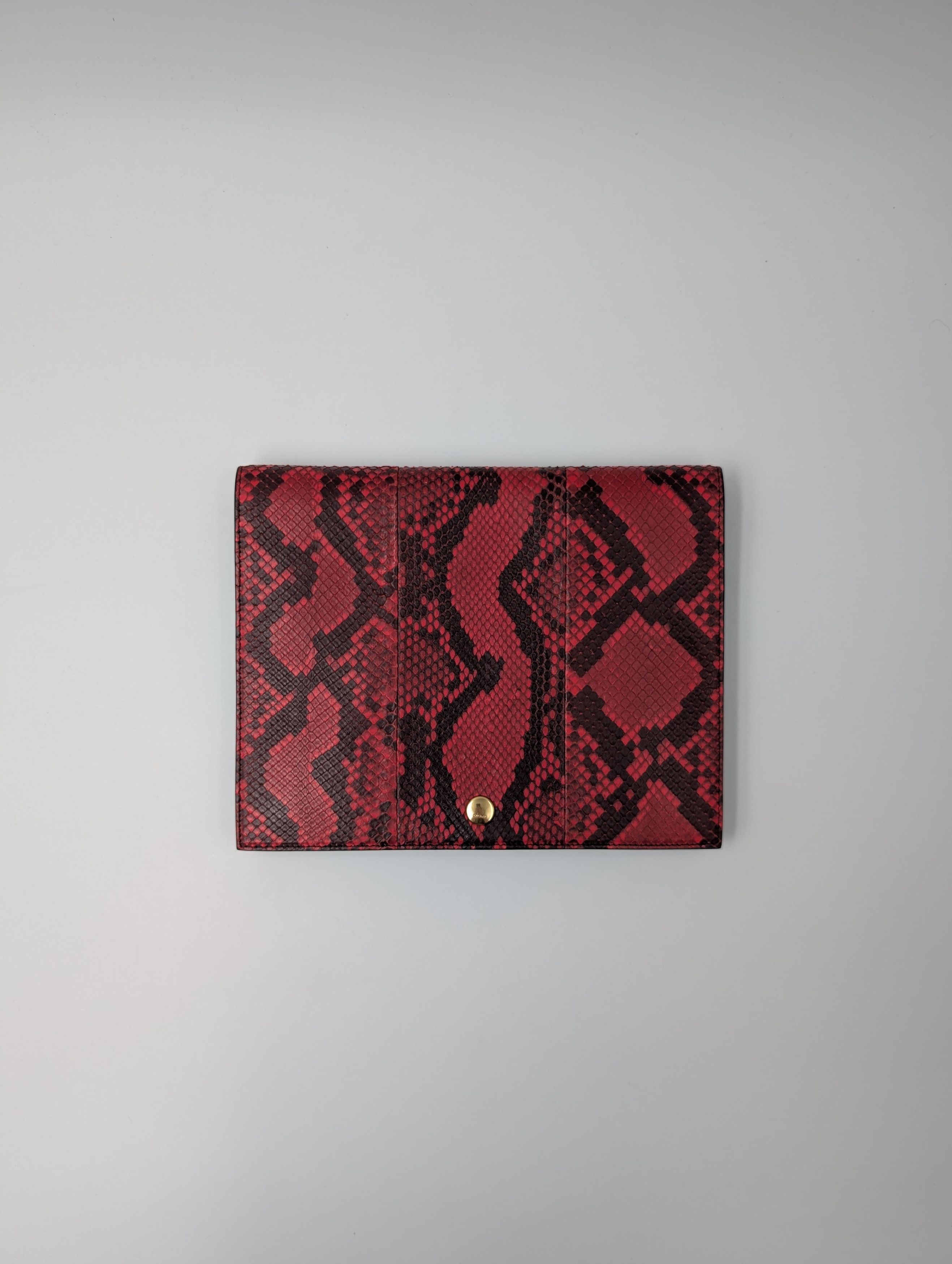 Celine Celine Red Leather Snake Print Envelope Pouch Size ONE SIZE - 1 Thumbnail