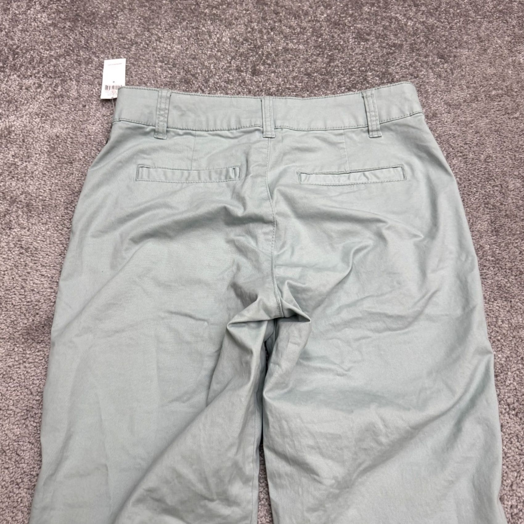 Gap Gap Factory Girlfriend Pants Womens 0 Mint Green Khaki Side Striped Ankle Raw Hem NWT Size 25" / US 0 / IT 36 - 4 Thumbnail