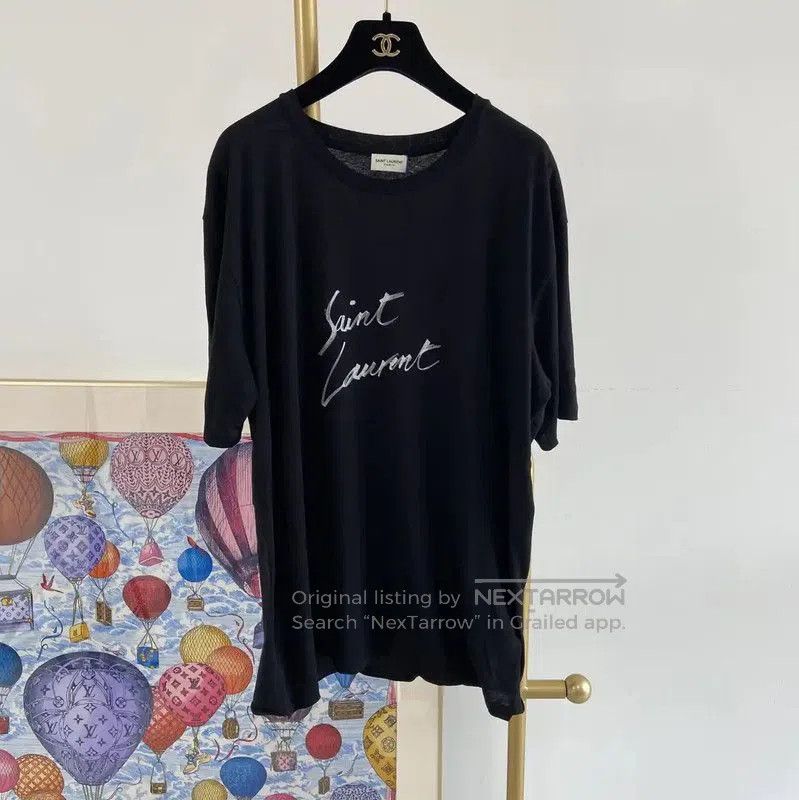 Yves Saint Laurent YSL Summer Black Cotton T-Shirt for Women . Size S / US 4 / IT 40 - 1 Thumbnail