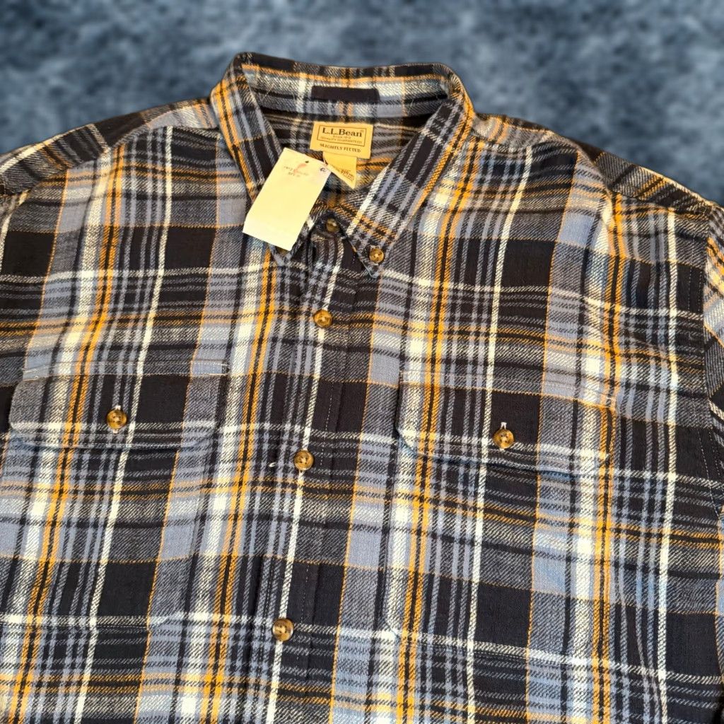 Vintage LL Bean Field Flannel Shirt Mens XXL 2XL Blue Orange Plaid Slightly Fitted Button-Up Size US XXL / EU 58 / 5 - 1 Thumbnail