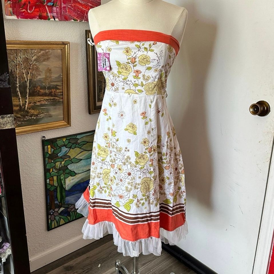 Other wet seal white orange yellow floral sleeveless dress Size S / US 4 / IT 40 - 1 Thumbnail