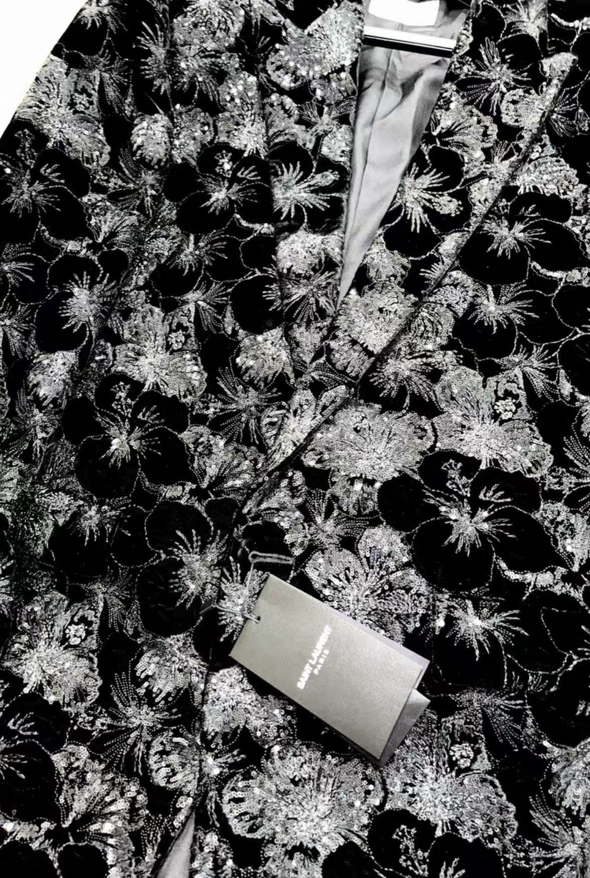 Saint Laurent Paris Saint Laurent SLP 21SS Black Velvet Hibiscus Flower Blazer Size 46S - 2 Thumbnail