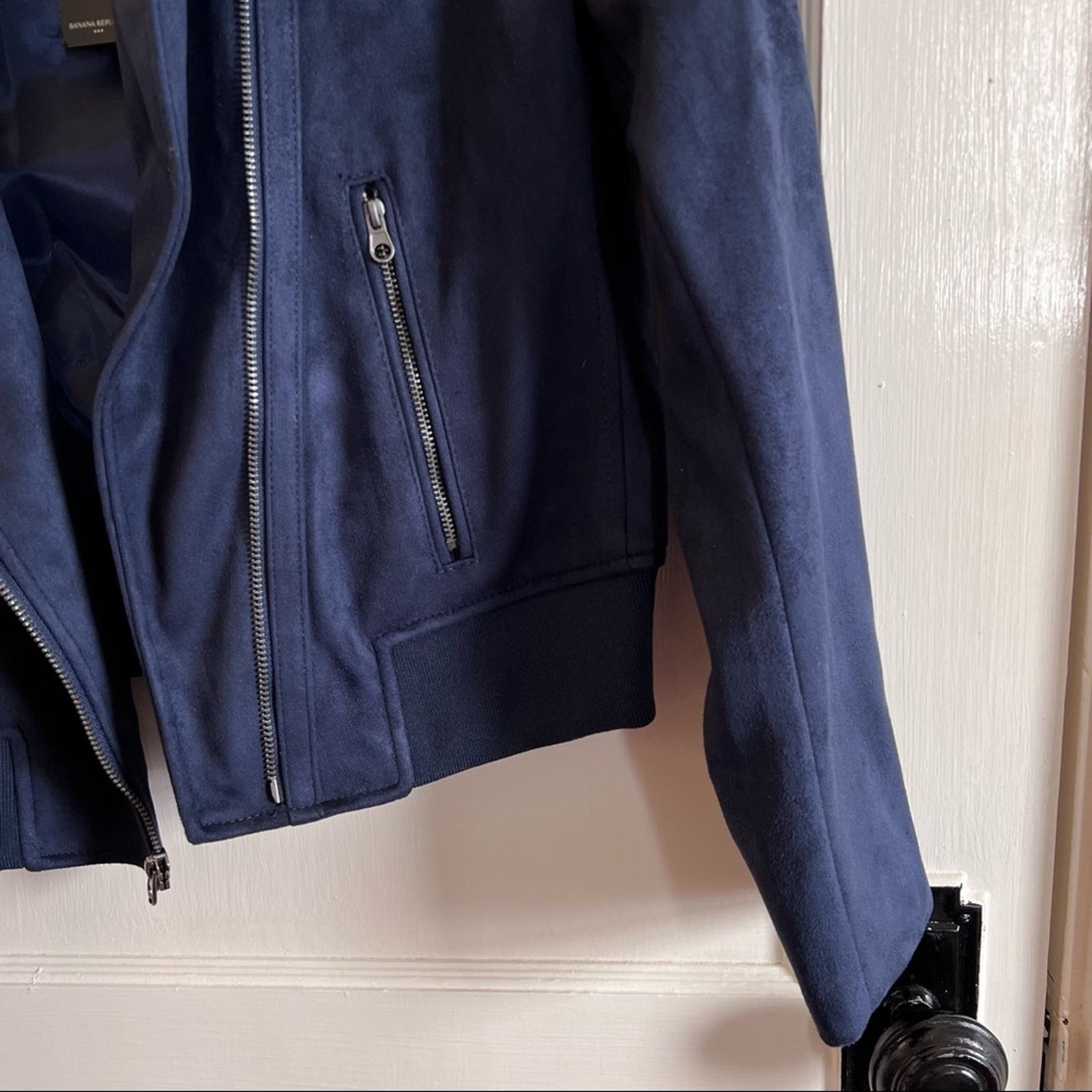 Banana Republic Banana Republic Petite Blue Faux Suede Moto Jacket Size S / US 4 / IT 40 - 7 Thumbnail
