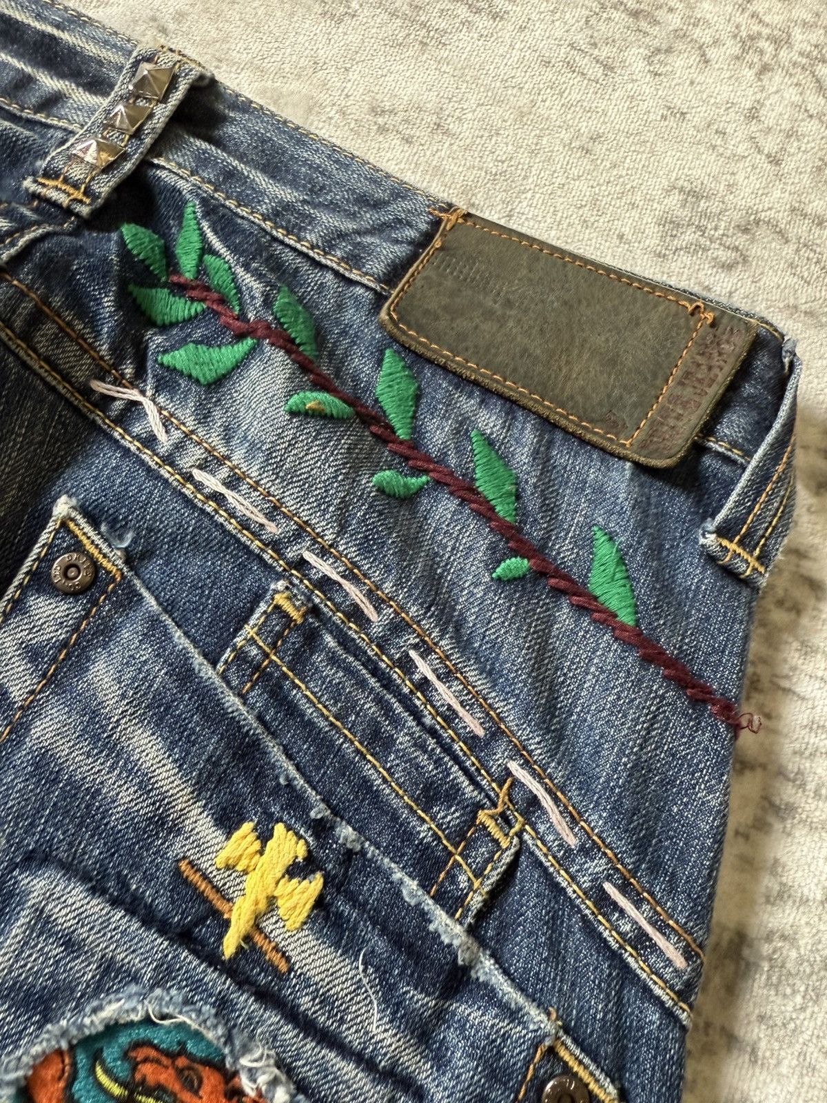 Japanese Brand Drive Jeans Japan Studded Embellishe Wide Leg Flared Jeans Size US 29 - 17 Thumbnail
