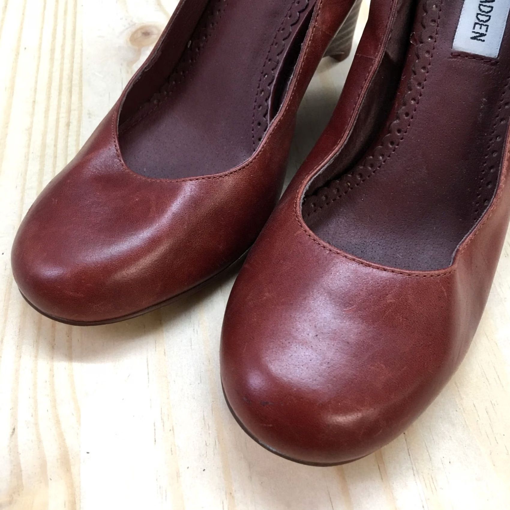 Steve Madden Steve Madden Heels Womens 8.5 M Sorge Pump Wedge Brown Leather Round Toe Casual Shoes Size US 9 / IT 39 - 4 Thumbnail