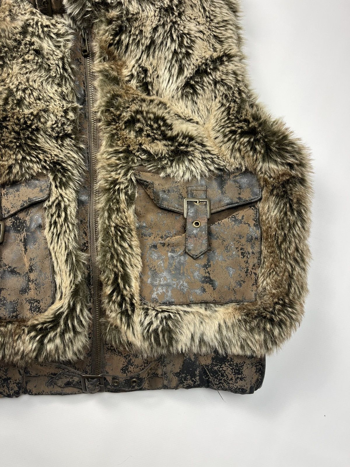 If Six Was Nine 💥Y2k Vintage Fluffy Fur Faux LGB IfSixWasNine Vest Jacket Size US L / EU 52-54 / 3 - 6 Thumbnail
