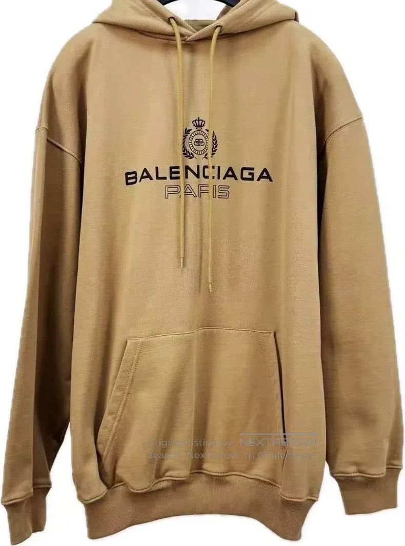 Balenciaga Balenciaga Khaki Crown and Wheat Lettering Hoodie Size US L / EU 52-54 / 3 - 1 Thumbnail