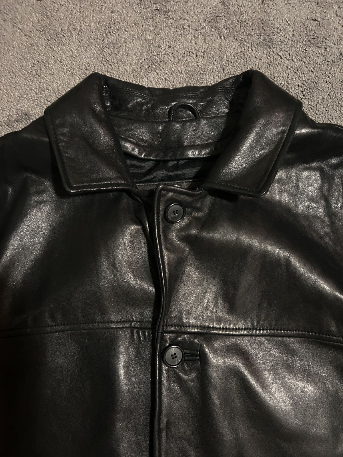 Vintage Vintage Black Leather Military Peacoat Size US L / EU 52-54 / 3 - 2 Thumbnail