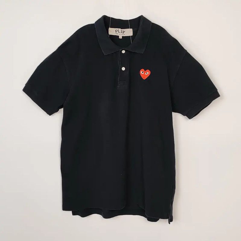 Comme des Garcons COMME des GARÇONS Black Cotton Men's Polo Shirt 0089 Size US XL / EU 56 / 4 - 1 Thumbnail