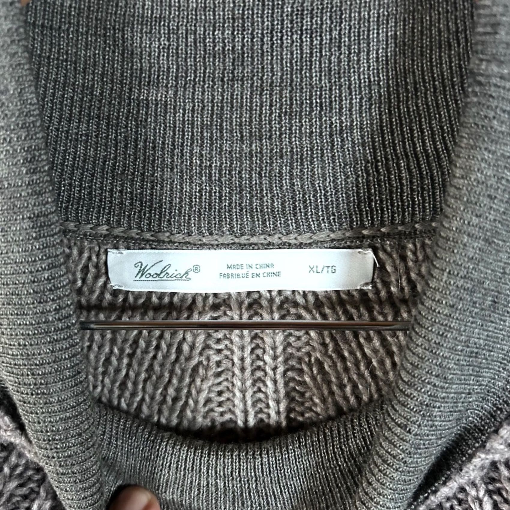 Vintage Woolrich Womens XL Gray Chevron Knit Layered Look Mock Neck Sweater Wool Blend Mens? Size XL / US 12-14 / IT 48-50 - 2 Thumbnail