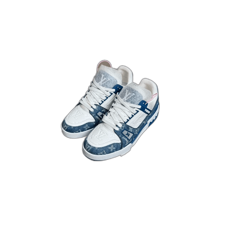 Louis Vuitton LV Trainer White Blue Denim Shoes Size US 10 / EU 43 - 1 Thumbnail