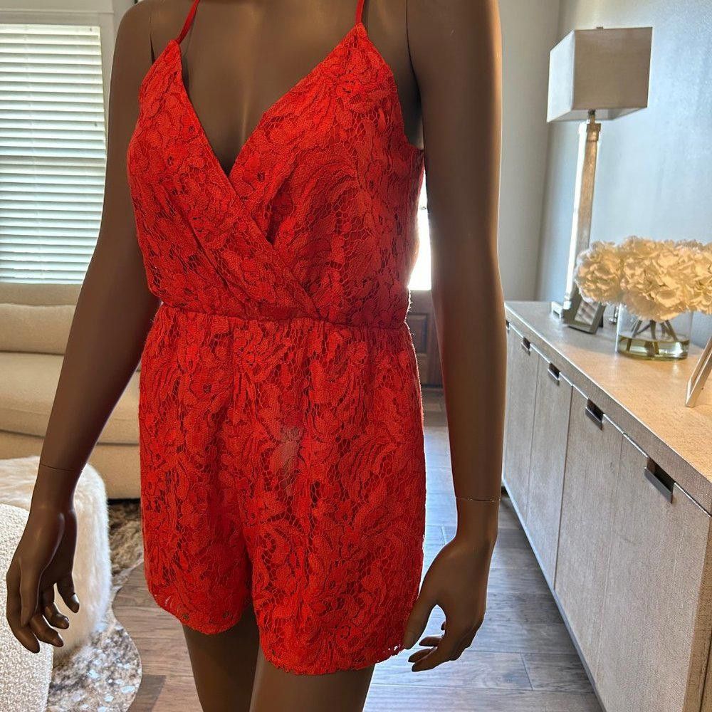 Designer Lovers + Friends Gretta Romper Deep Coral Size 26" / US 2 / IT 38 - 2 Thumbnail