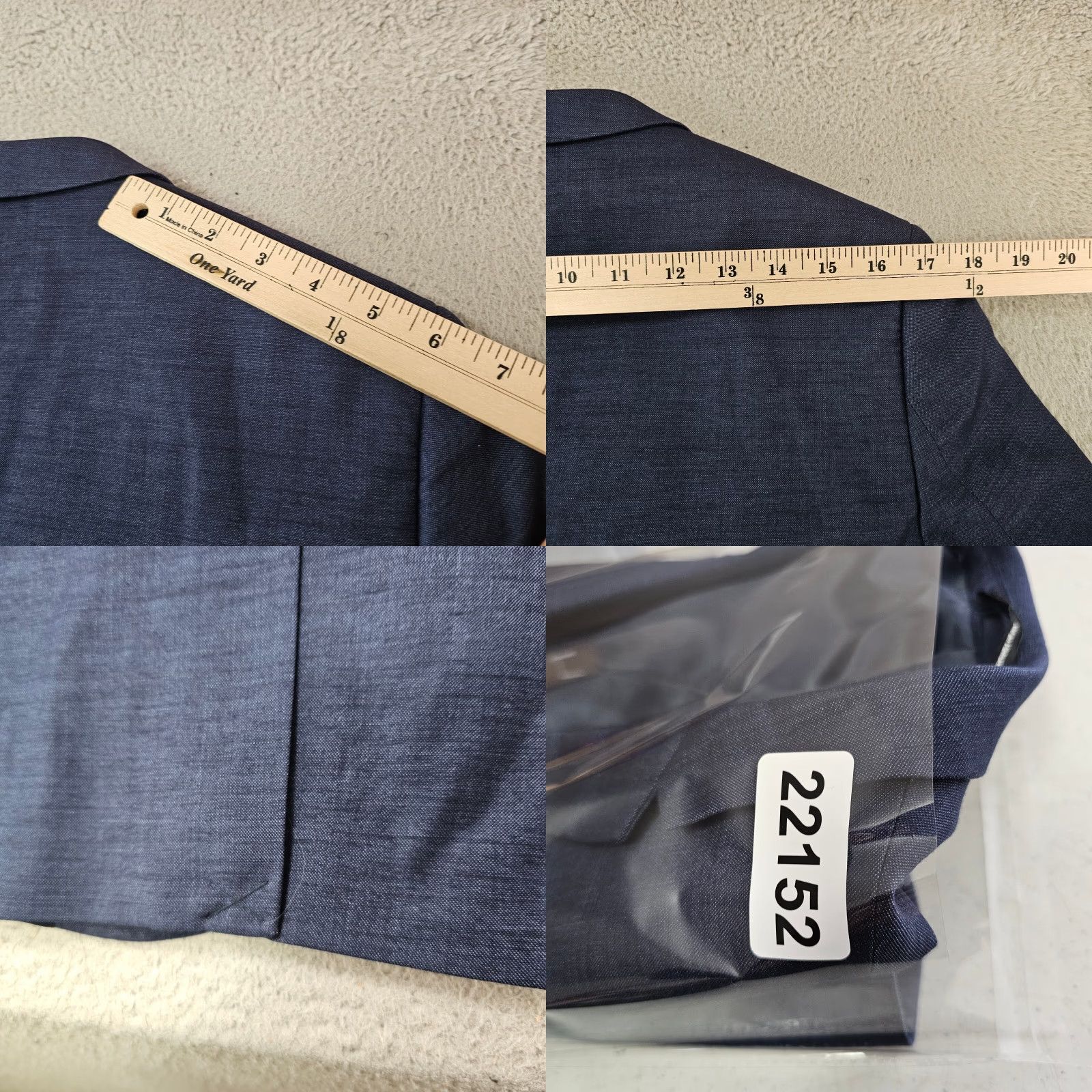 H&M H&M Blazer Men 40R Navy Skinny Fit Sport Coat Suit Jacket Double Button Blue Solid Notch Lapel Four-Button Sleeve Regular BDE Size 40R - 9 Thumbnail