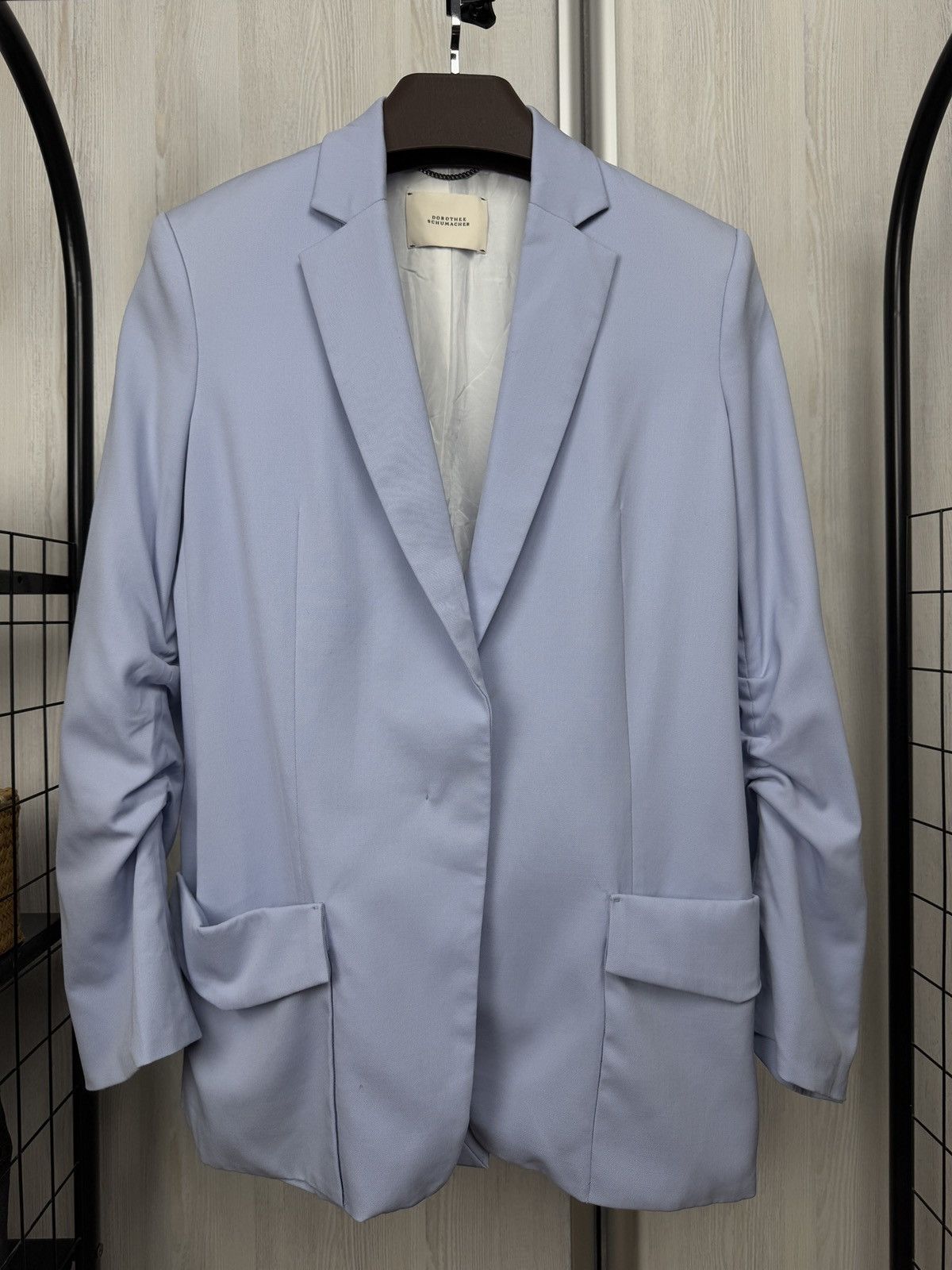 DOROTHEE SCHUMACHER Dorothee Schumacher Blue Stretch-Wool Hidden-Button Blazer Size XS / US 0-2 / IT 36-38 - 2 Thumbnail
