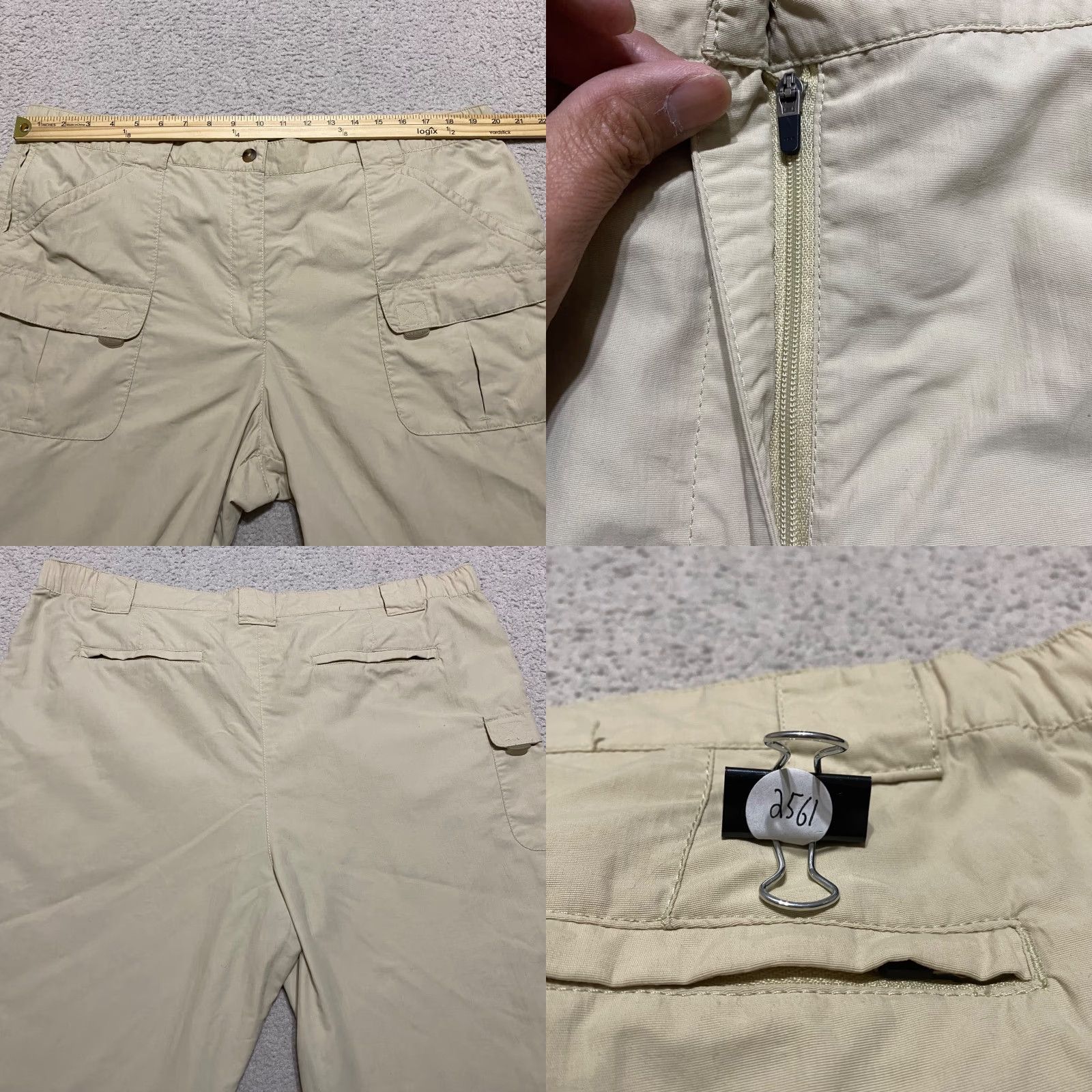 Vintage L.L. Bean Women's XL Pants Beige Cargo Relaxed Straight Nylon Outdoor Hiking Crop - 2561 Size 40" / US 18 - 8 Thumbnail