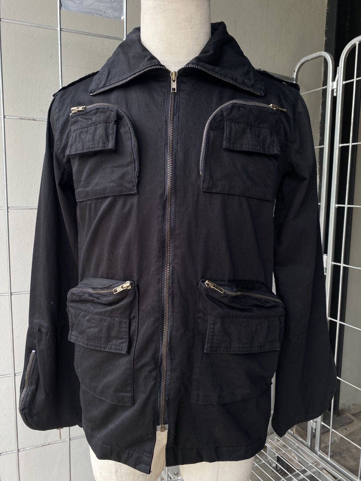 HARE Hare Black Biker Cargo Denim Jacket. Size US M / EU 48-50 / 2 - 1 Thumbnail