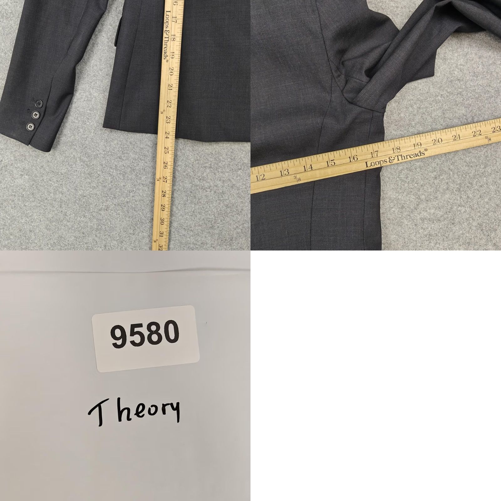 Theory Theory Womens Blazer 6 Gray Gabe B Tailor One Button Lined Jacket Workwear Size M / US 6-8 / IT 42-44 - 8 Thumbnail