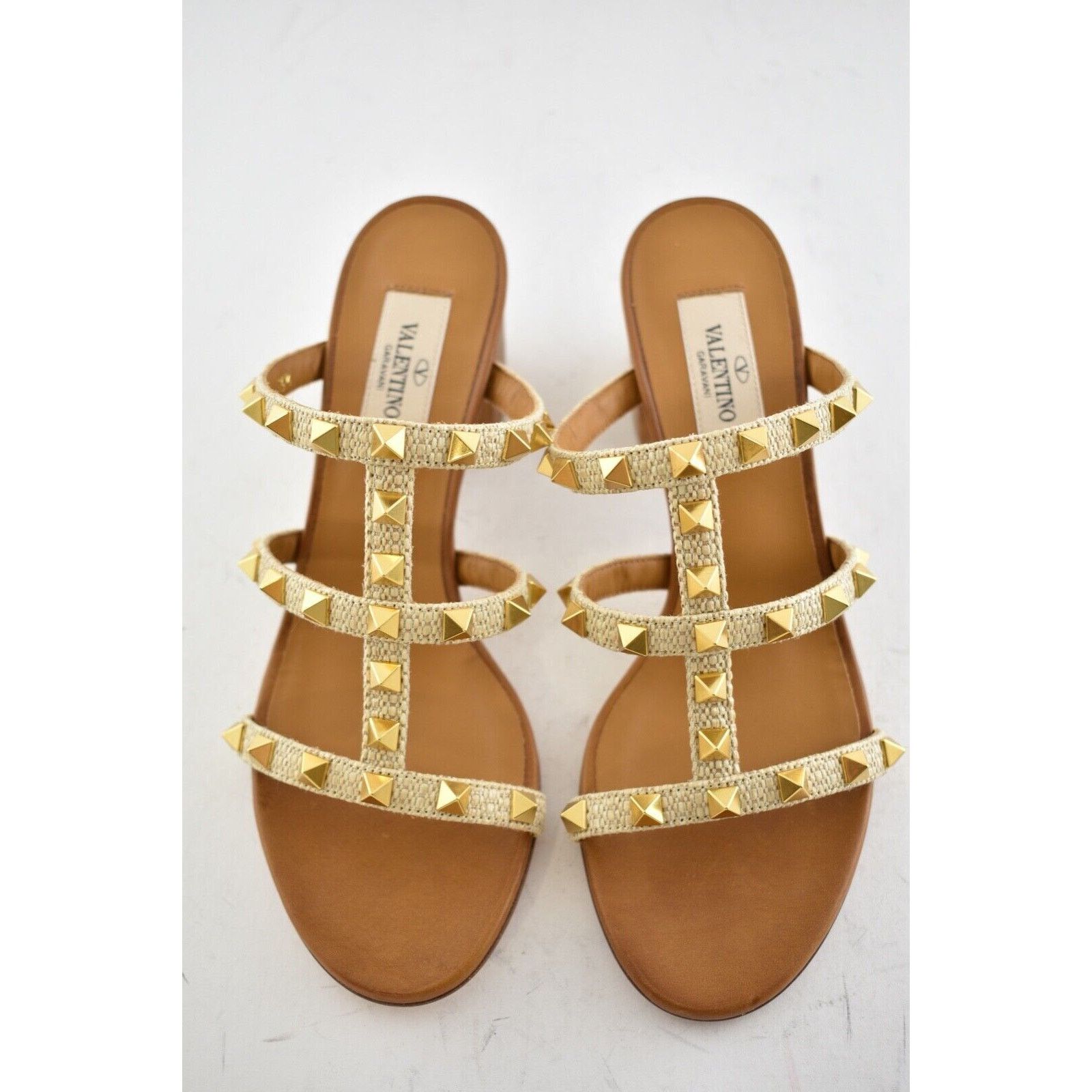 Valentino Valentino Rockstud City Slide 60mm Brown Mule Caged Size US 6 / IT 36 - 7 Thumbnail