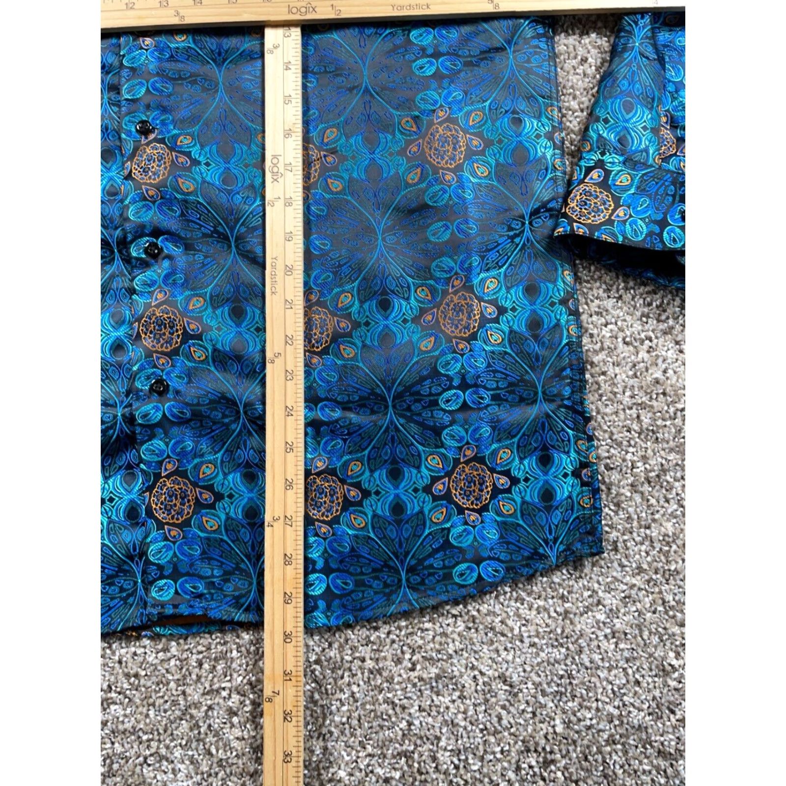 Gloverall Hi-Tie Sh​irt Adult XL Blue Paisley Pattern Bohemian Hippie Retro Casual Button-Up Shirt Mens XL Size US XL / EU 56 / 4 - 7 Thumbnail