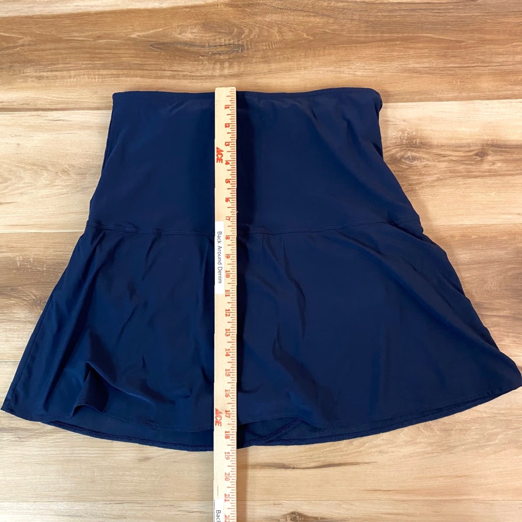 Lands' End Lands' End Navy Blue Swim Skirt 18 Regular Women Pleated Flounce Hem Built-In Brief Stretch Elastic Waist Size 40" / US 18 - 4 Thumbnail