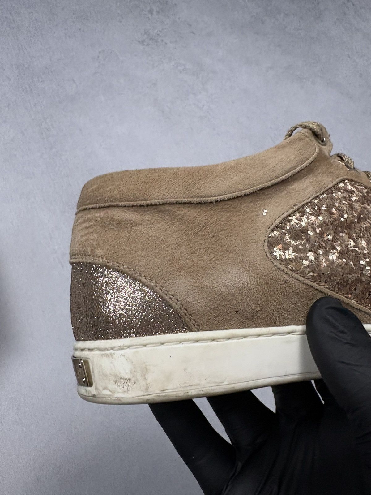 Jimmy Choo Jimmy Choo London Brown Glitter Suede Low Top Sneakers 38 Size US 8 / IT 38 - 11 Thumbnail