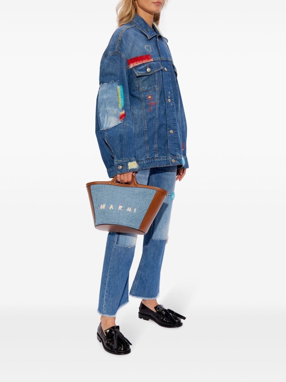 Marni o1w1db10125 Knitted Panel Denim Jacket in Blue Size XL / US 12-14 / IT 48-50 - 3 Thumbnail