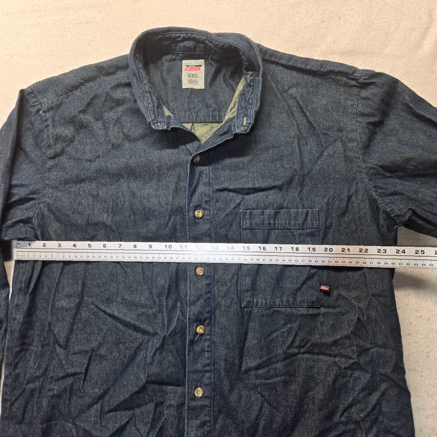 Dickies Dickies Denim Shirt Blue Long Sleeve Button Up Heavy Cotton 2XL Men's Casual Work Shirt Size US XXL / EU 58 / 5 - 4 Thumbnail