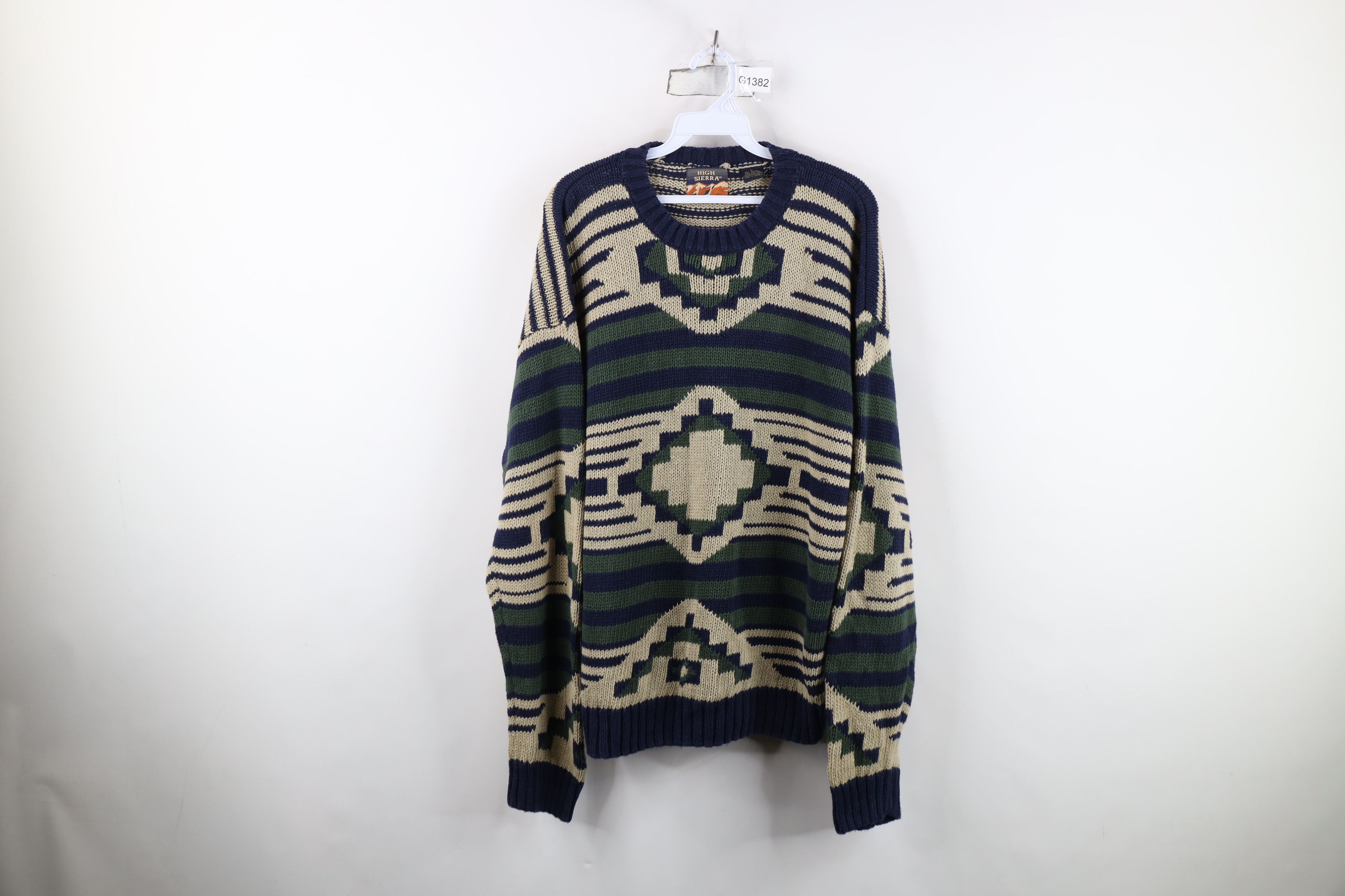 Vintage Vintage 90s Streetwear Geometric Knit Crewneck Sweater Size US L / EU 52-54 / 3 - 1 Thumbnail
