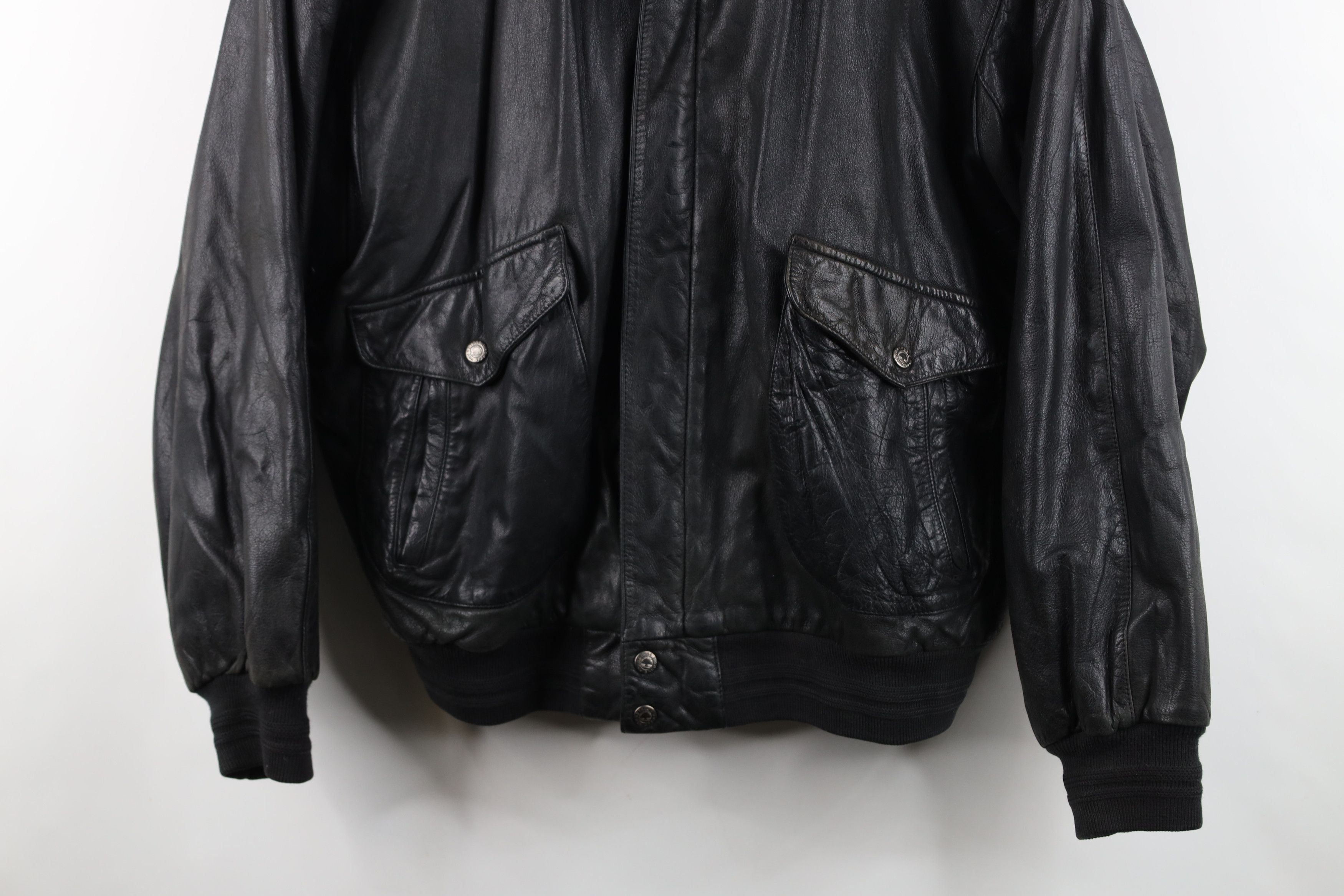 Vintage Vintage 90s Streetwear Leather Flight Bomber Jacket Black Size US L / EU 52-54 / 3 - 3 Thumbnail