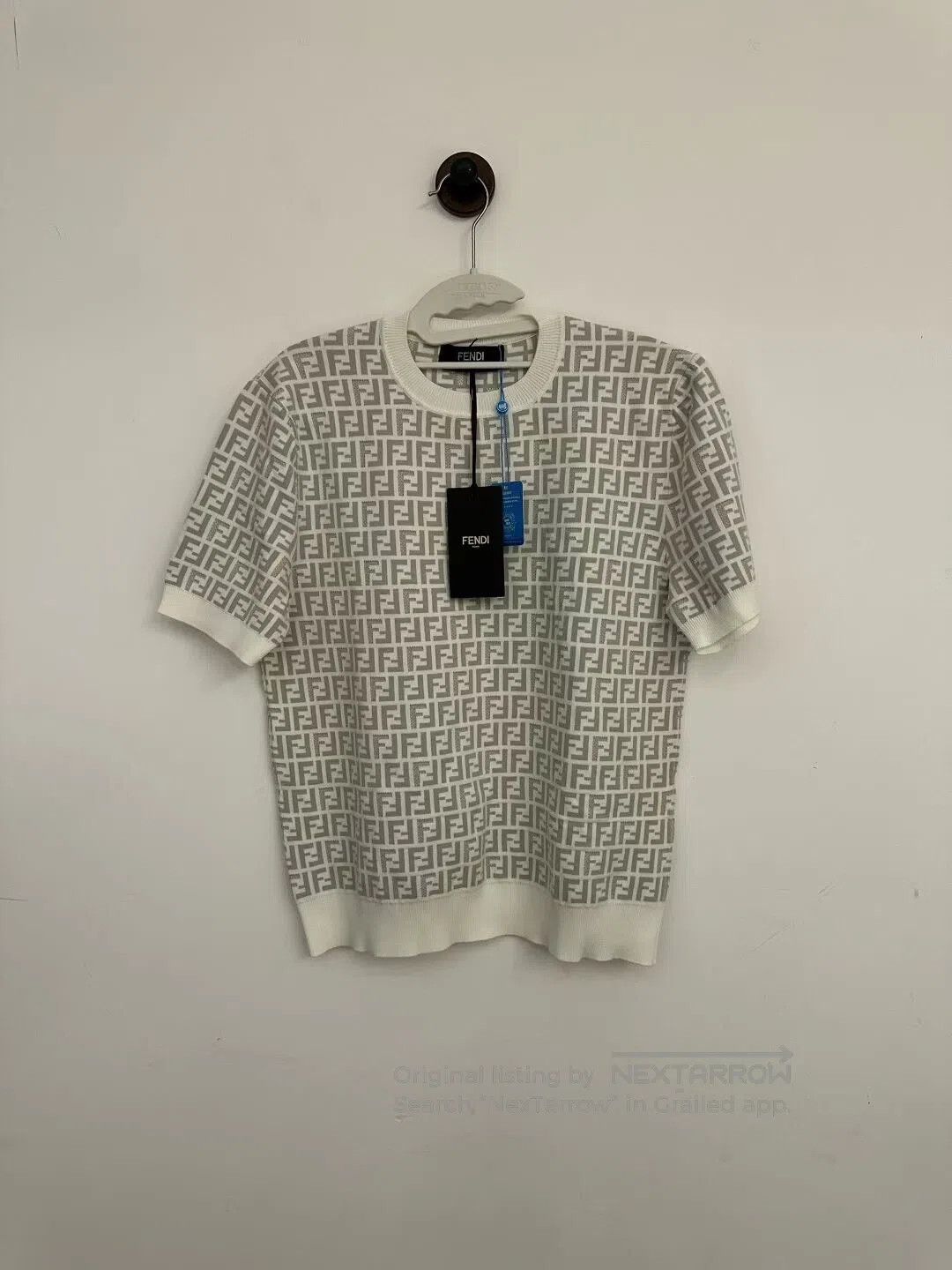 Fendi FENDI Off-White All-Over Print Knit Short Sleeve T-Shirt| Size US S / EU 44-46 / 1 - 1 Thumbnail